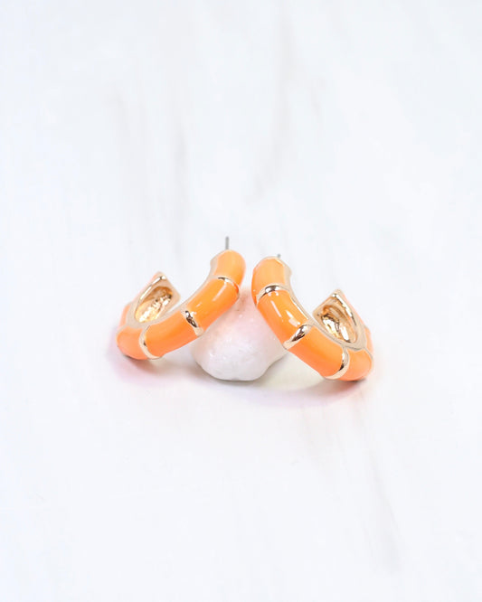 Britt Bamboo Enamel Hoop Earring Orange