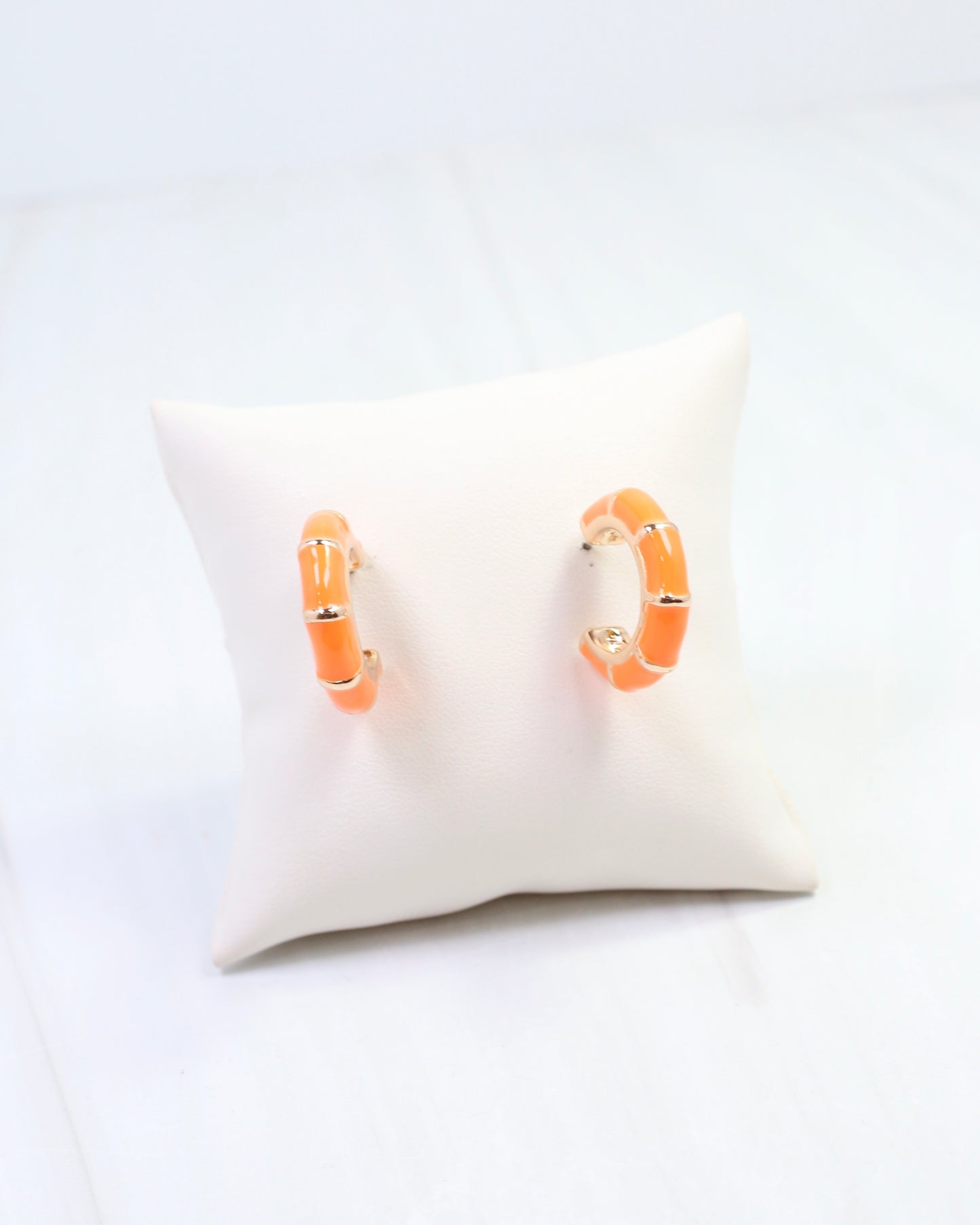 Britt Bamboo Enamel Hoop Earring Orange