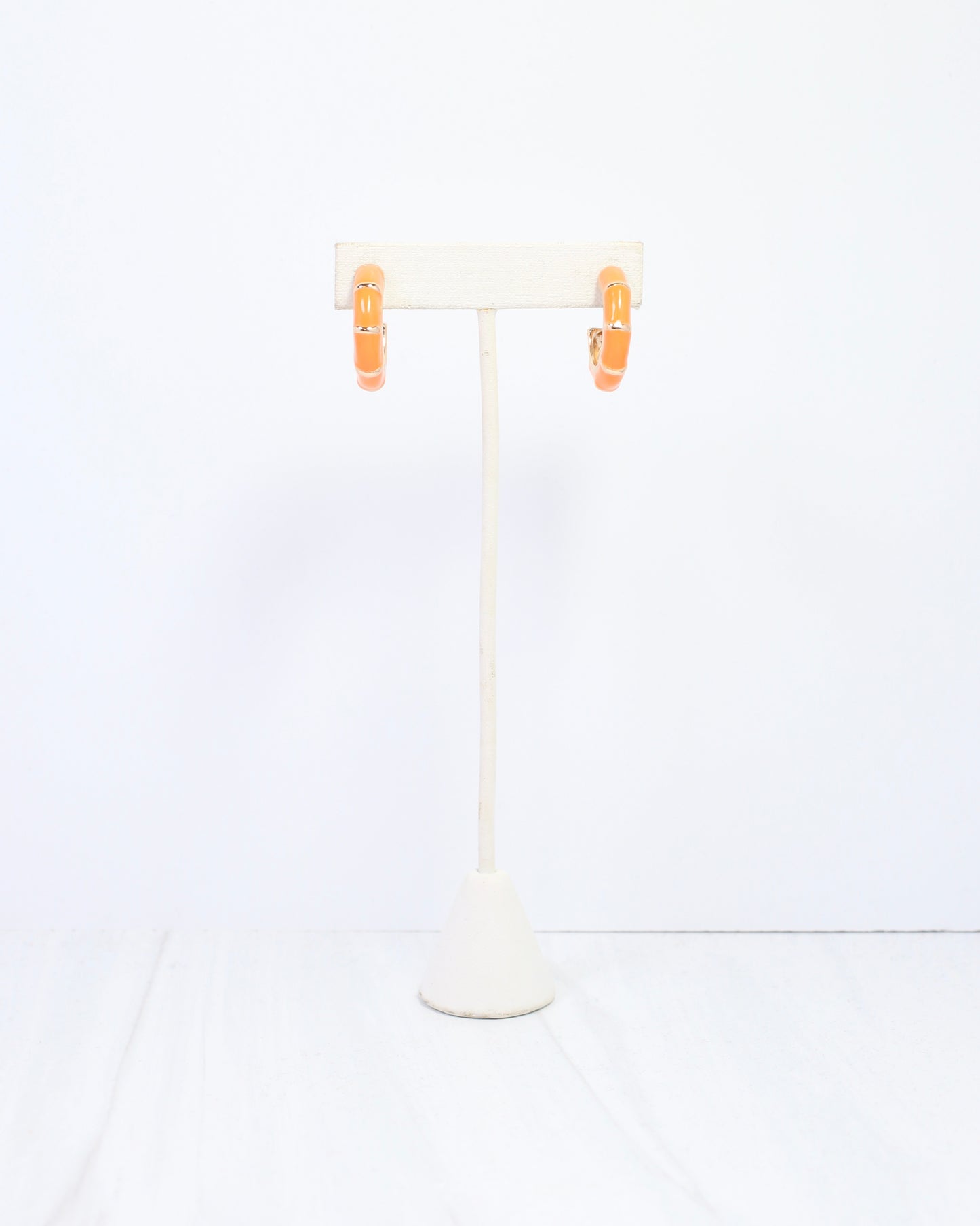 Britt Bamboo Enamel Hoop Earring Orange