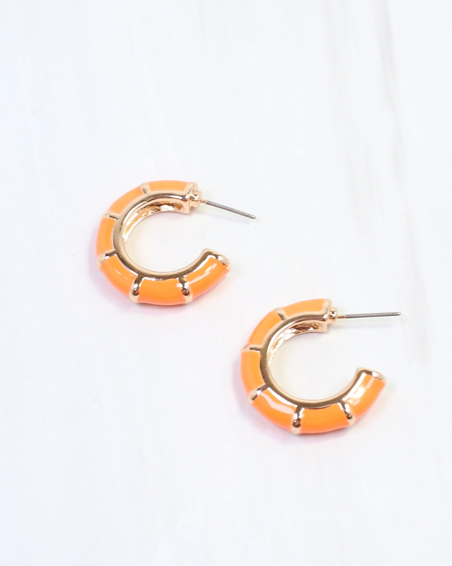 Britt Bamboo Enamel Hoop Earring Orange