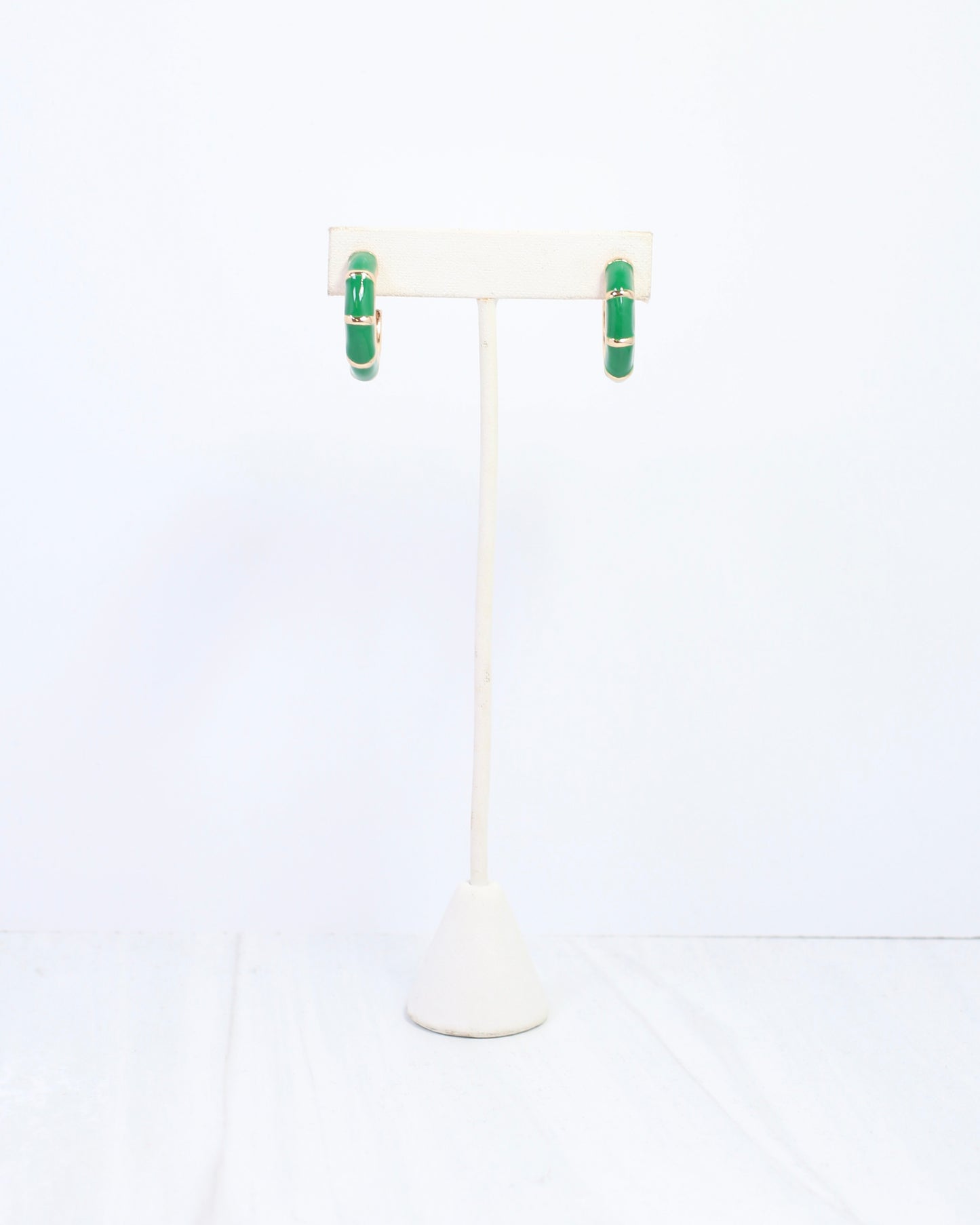 Britt Bamboo Enamel Hoop Earring Green