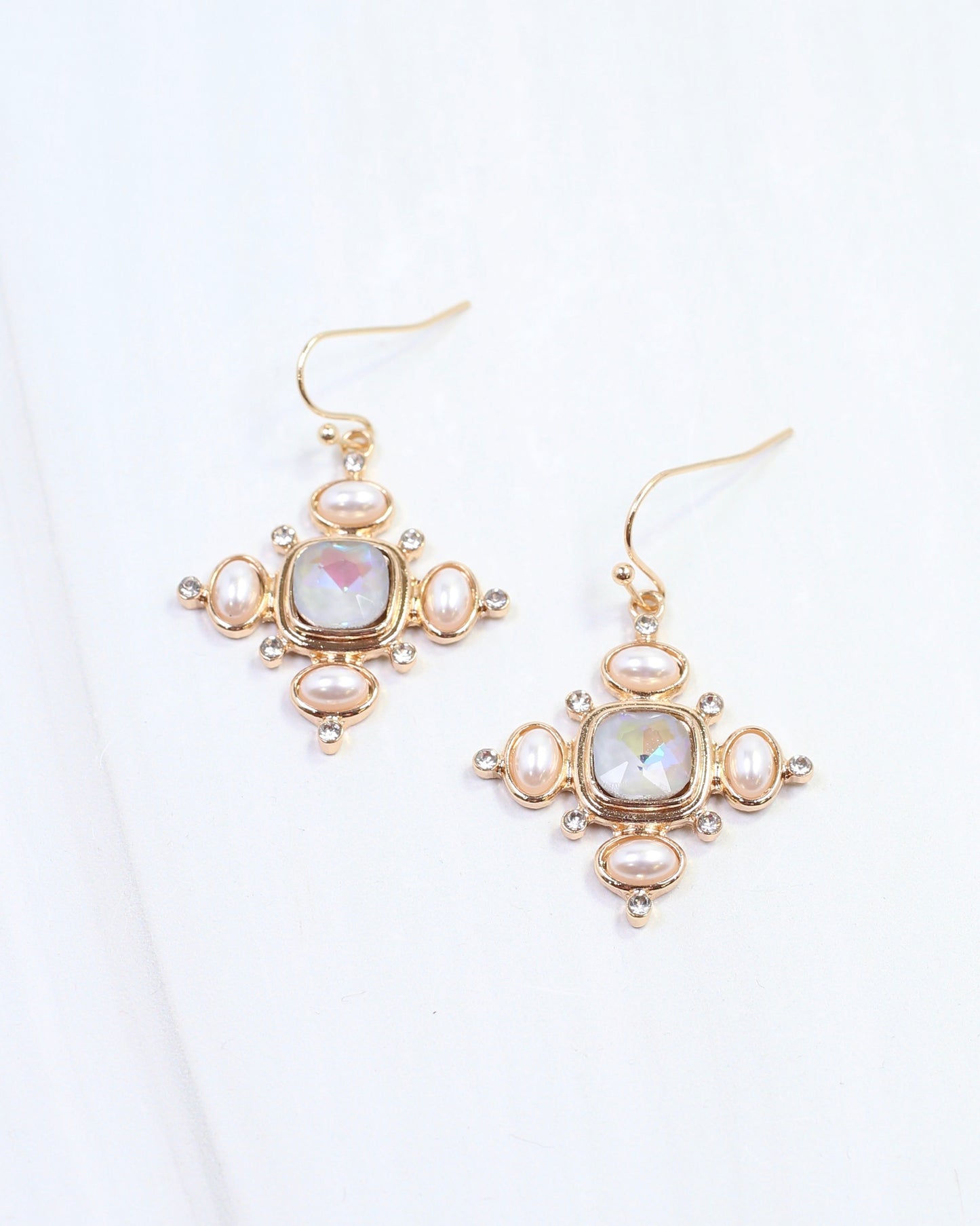 Conifer Crystal and Pearl Earring Gray