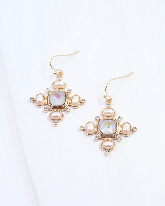 Conifer Crystal and Pearl Earring Gray
