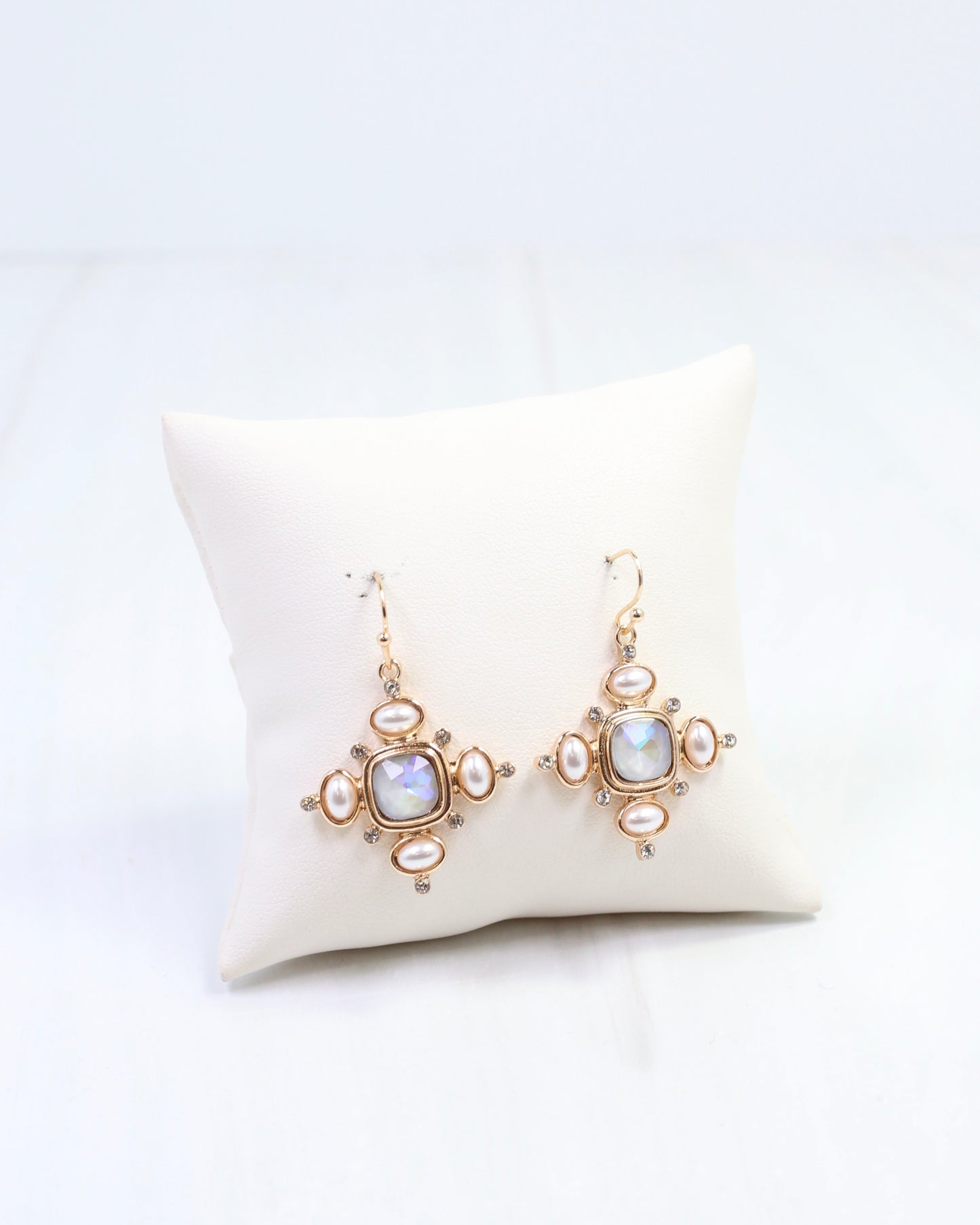 Conifer Crystal and Pearl Earring Gray