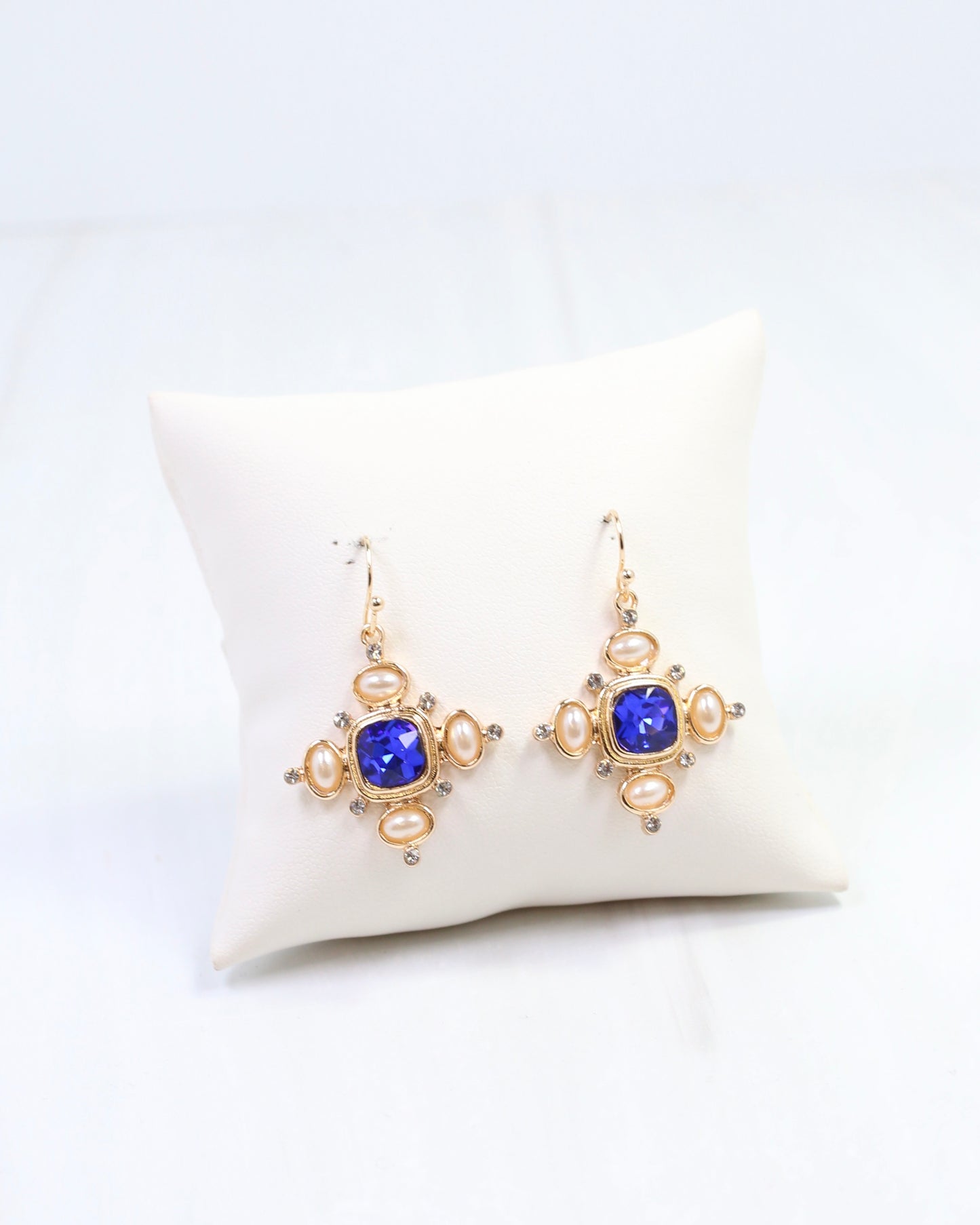 Conifer Crystal and Pearl Earring Blue