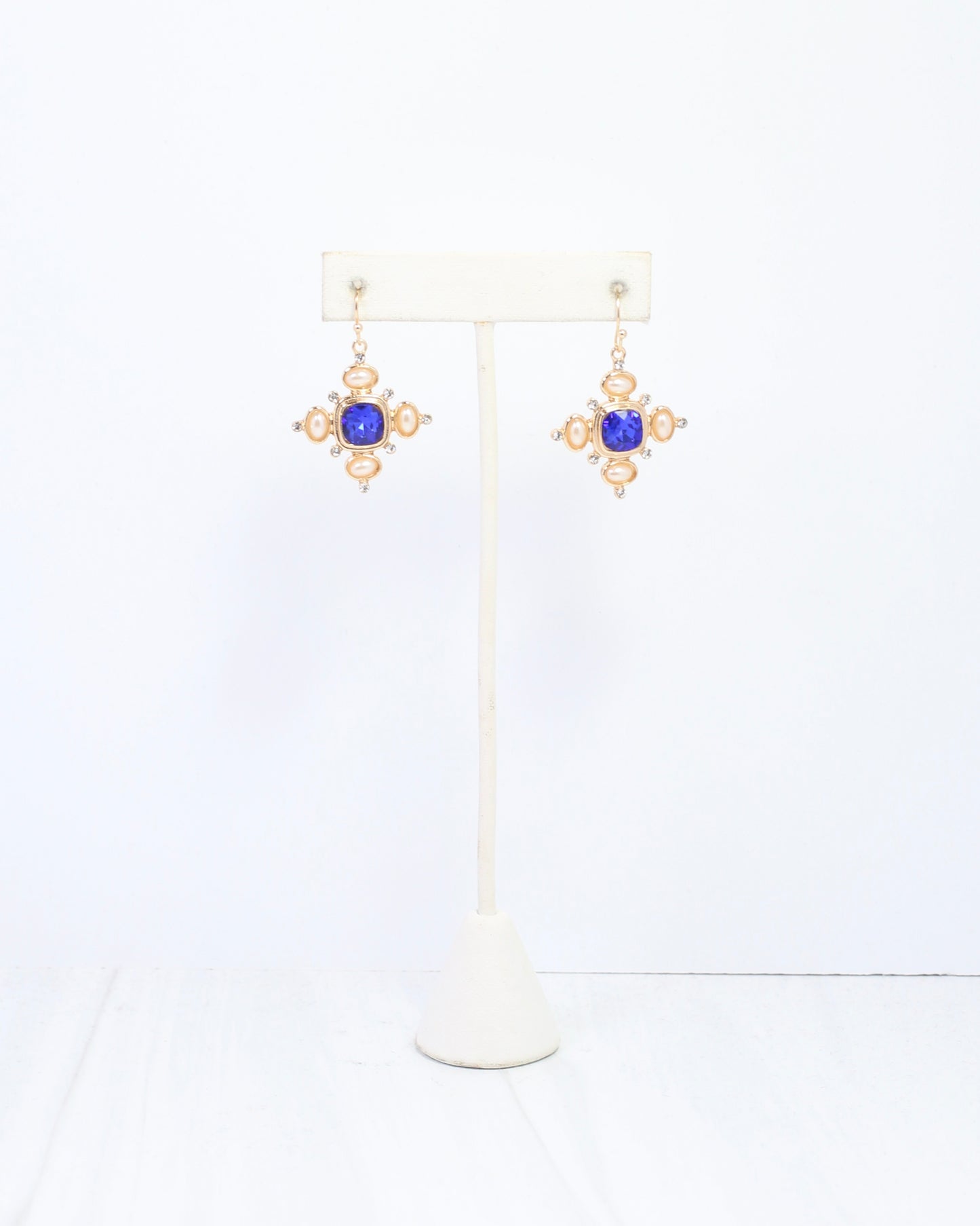 Conifer Crystal and Pearl Earring Blue