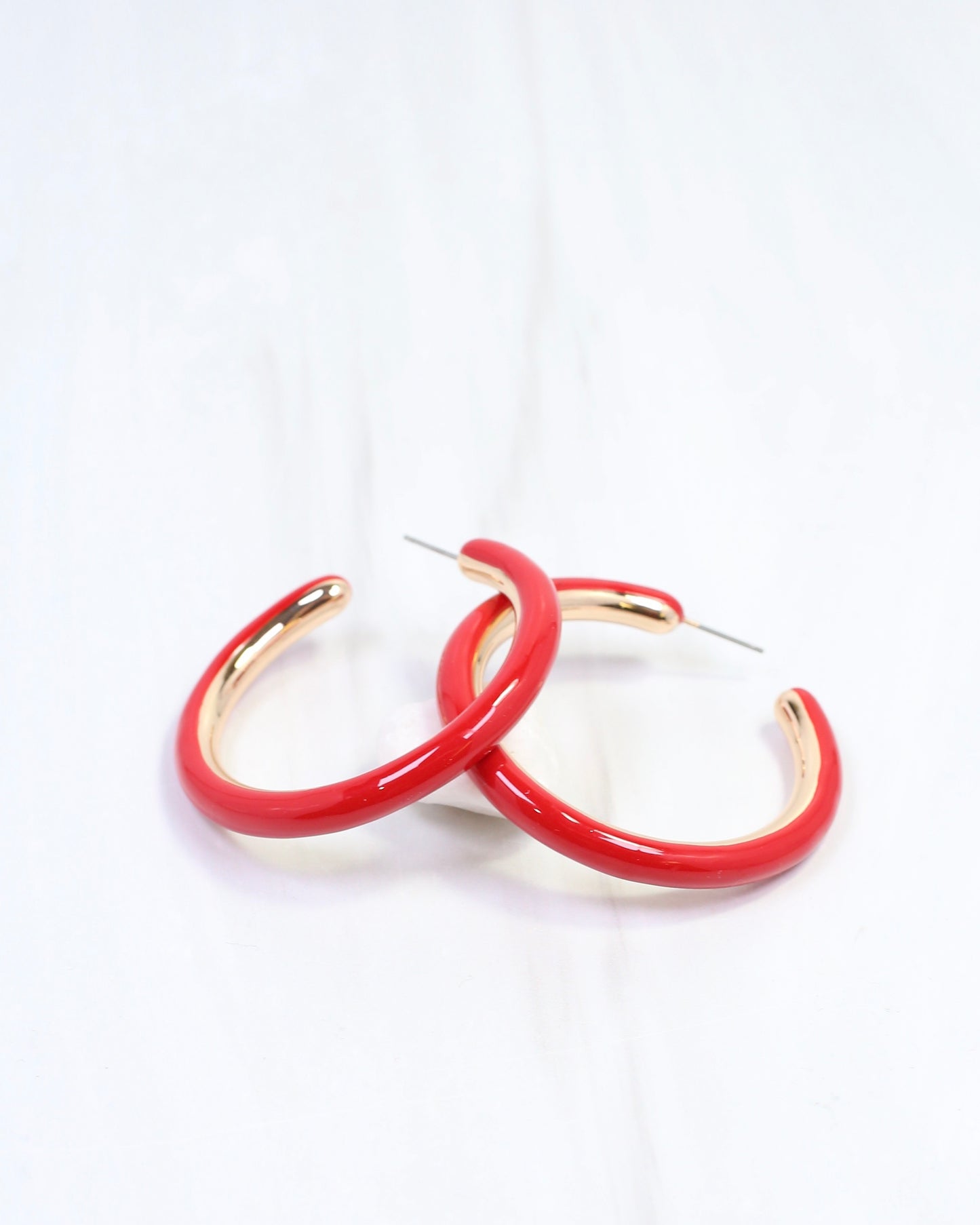 Larson Enamel Hoop Earring Red