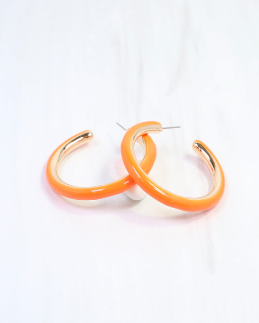 Larson Enamel Hoop Earring Orange