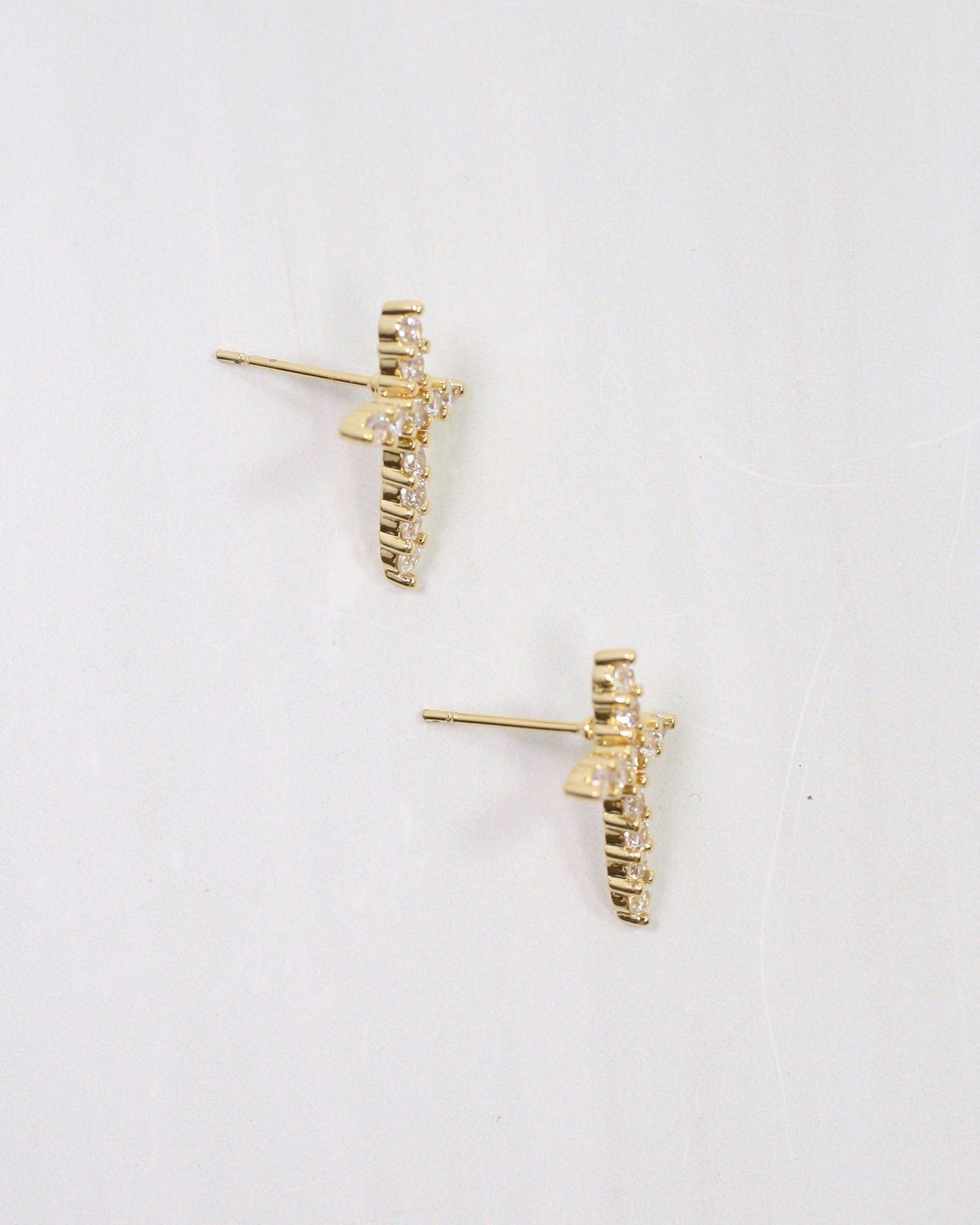 Florence CZ Cross Earring Gold