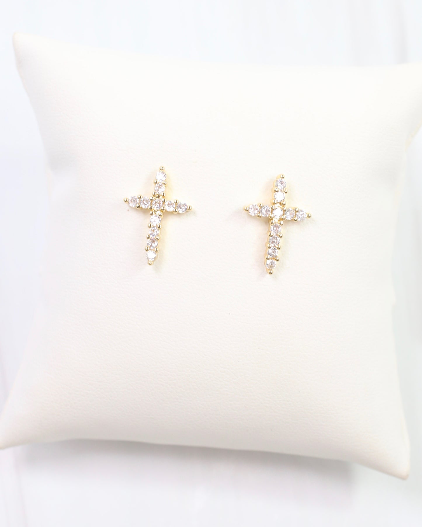 Florence CZ Cross Earring Gold