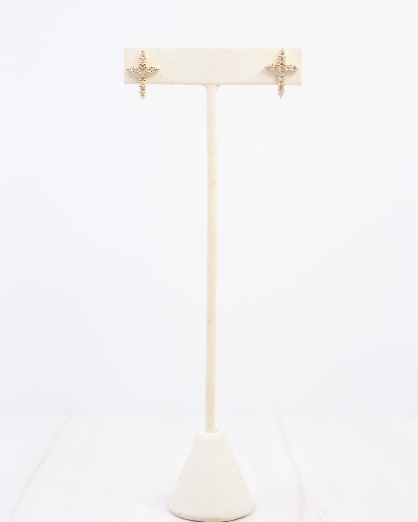 Florence CZ Cross Earring Gold