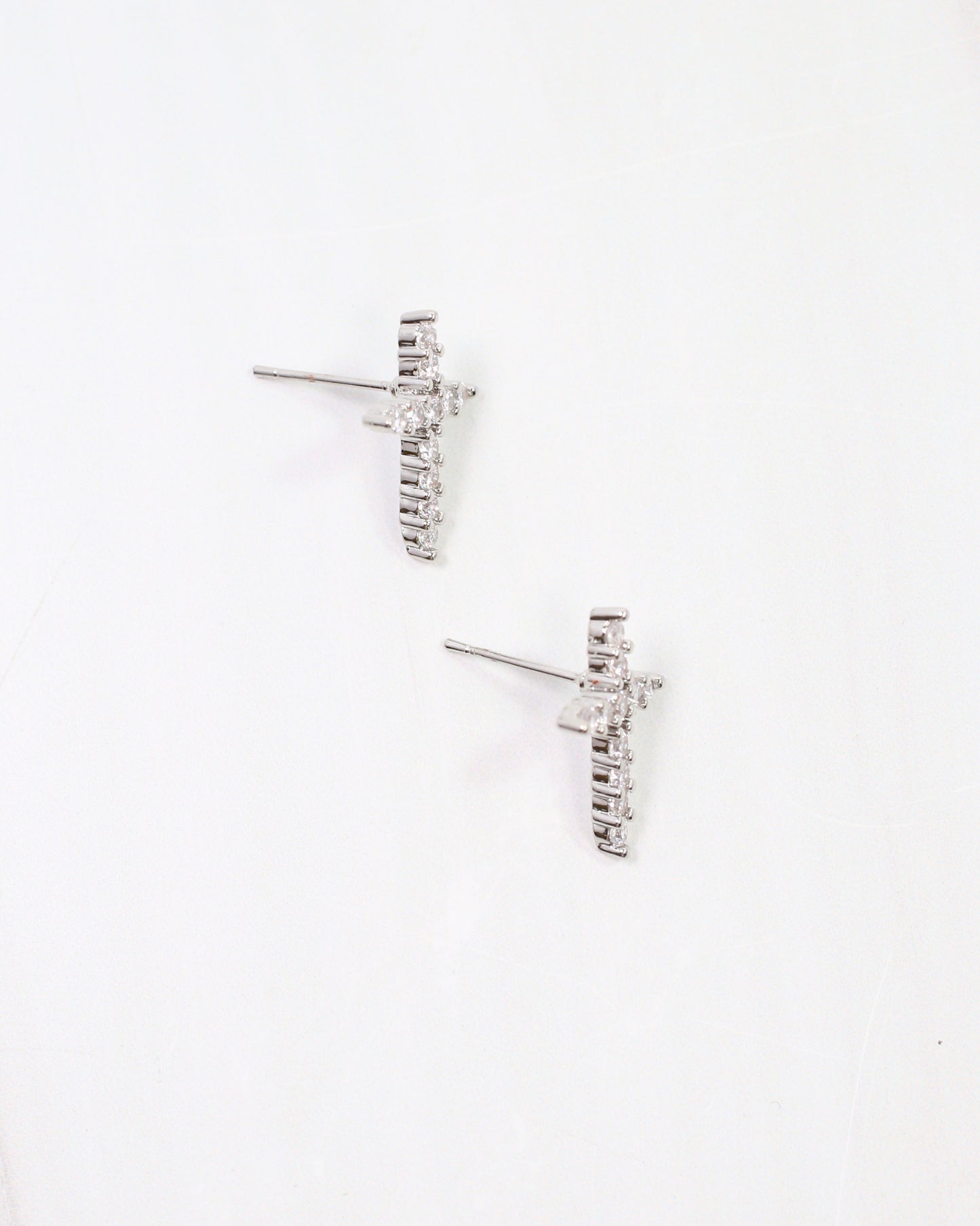 Florence CZ Cross Earring Silver