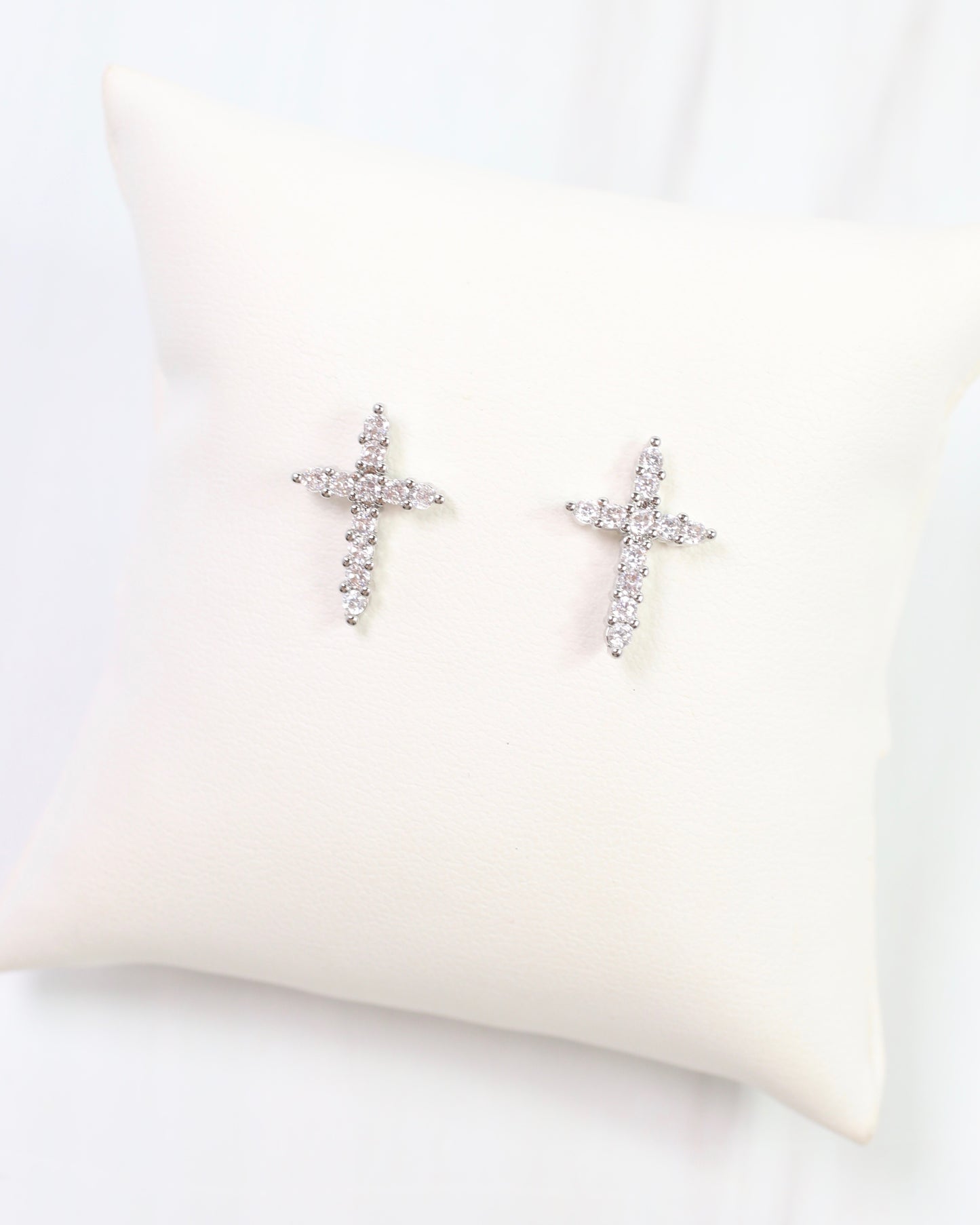 Florence CZ Cross Earring Silver
