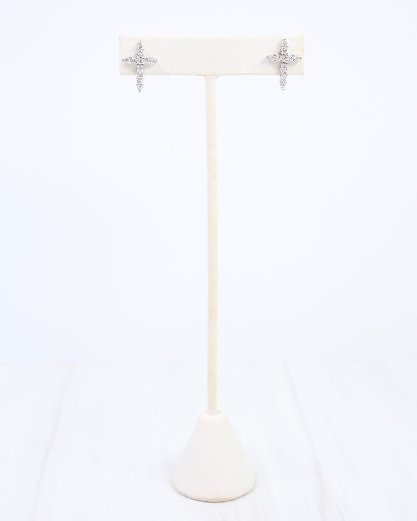 Florence CZ Cross Earring Silver