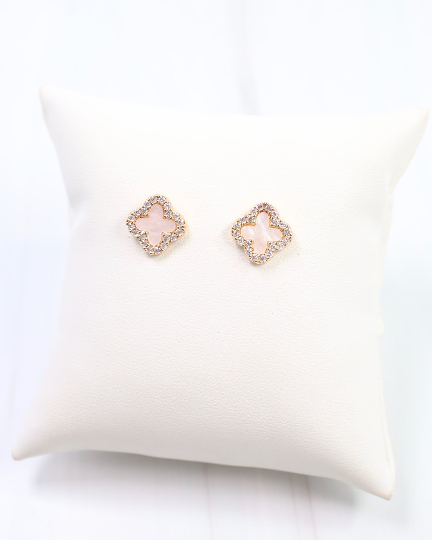Bisbee CZ Clover Stud Earring Mother of Pearl