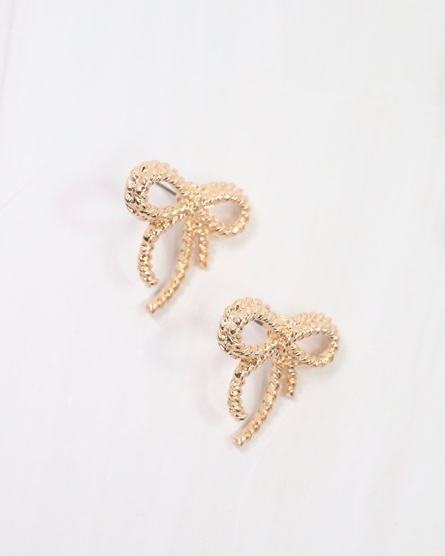 Branson Textured Bow Stud Earring Gold