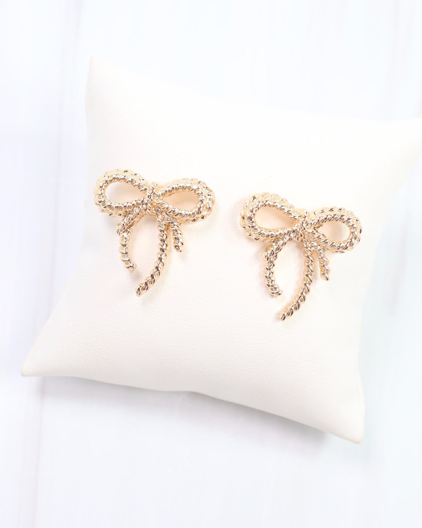 Branson Textured Bow Stud Earring Gold