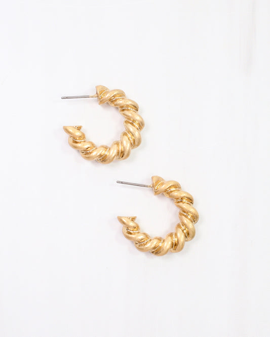 Raymonde  Small Twisted Hoop Earring Worn Gold