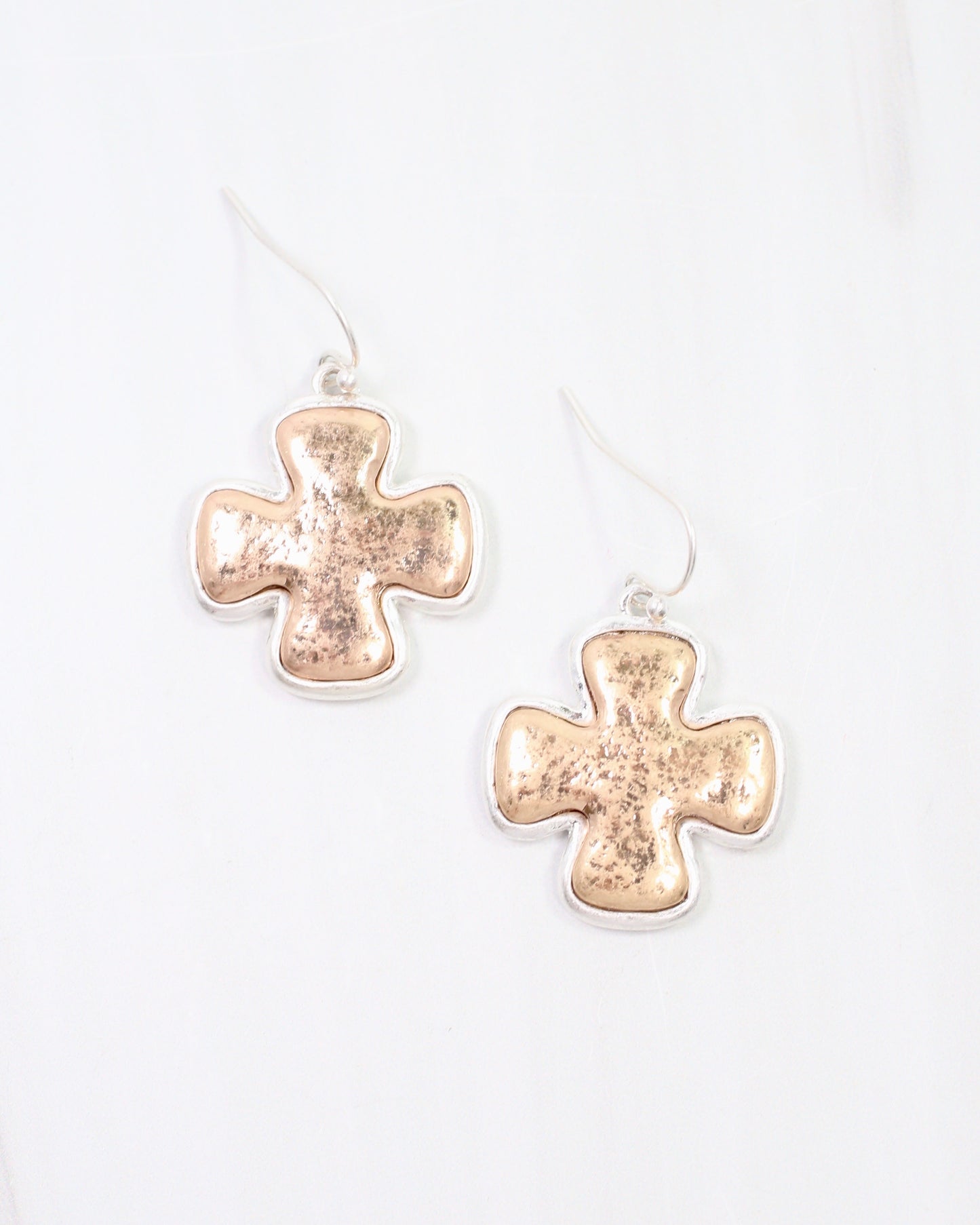 Chandi Cross Earring Worn Gold