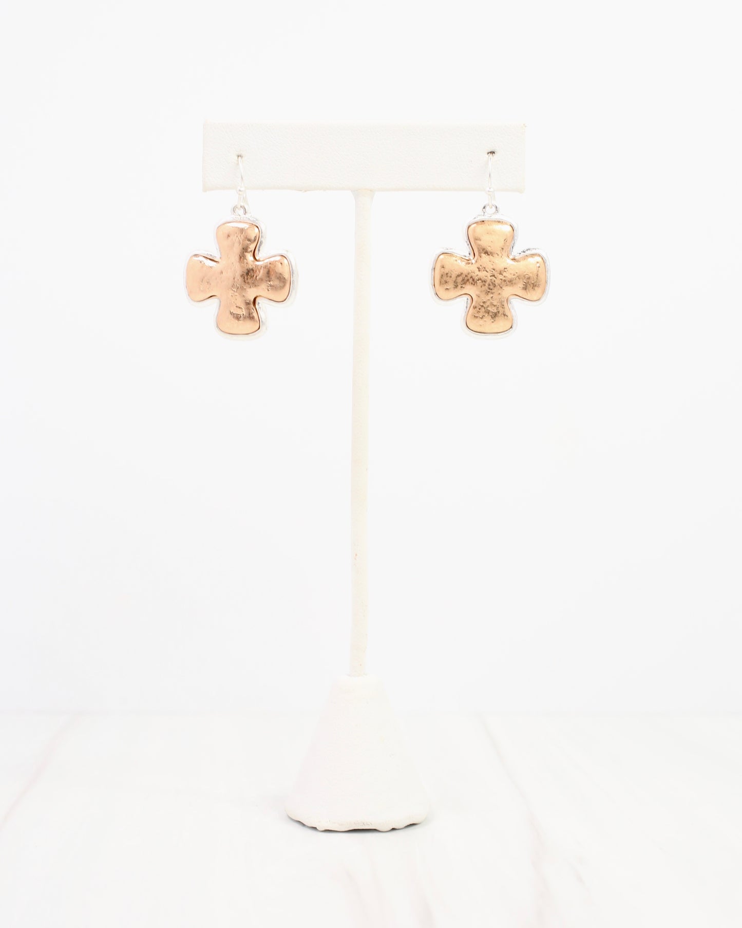 Chandi Cross Earring Worn Gold