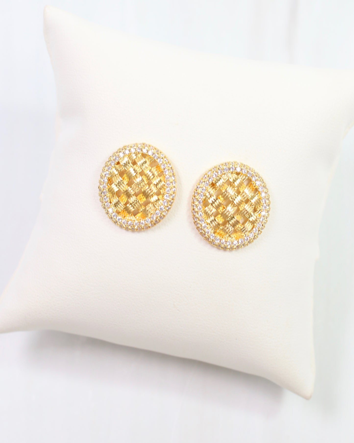 Hadley CZ Lined Stud Earring Gold