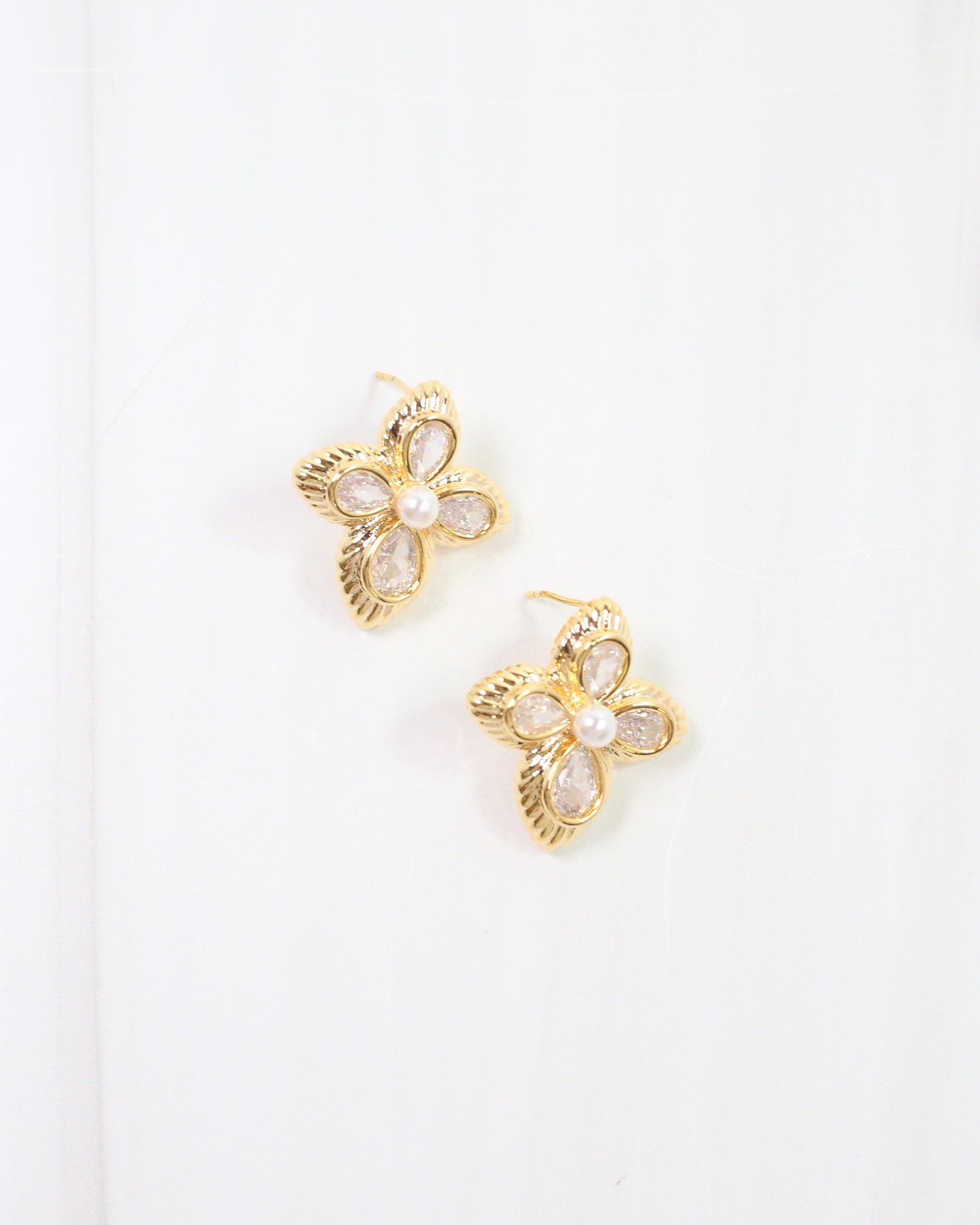 Sienna CZ Flower Earring Gold