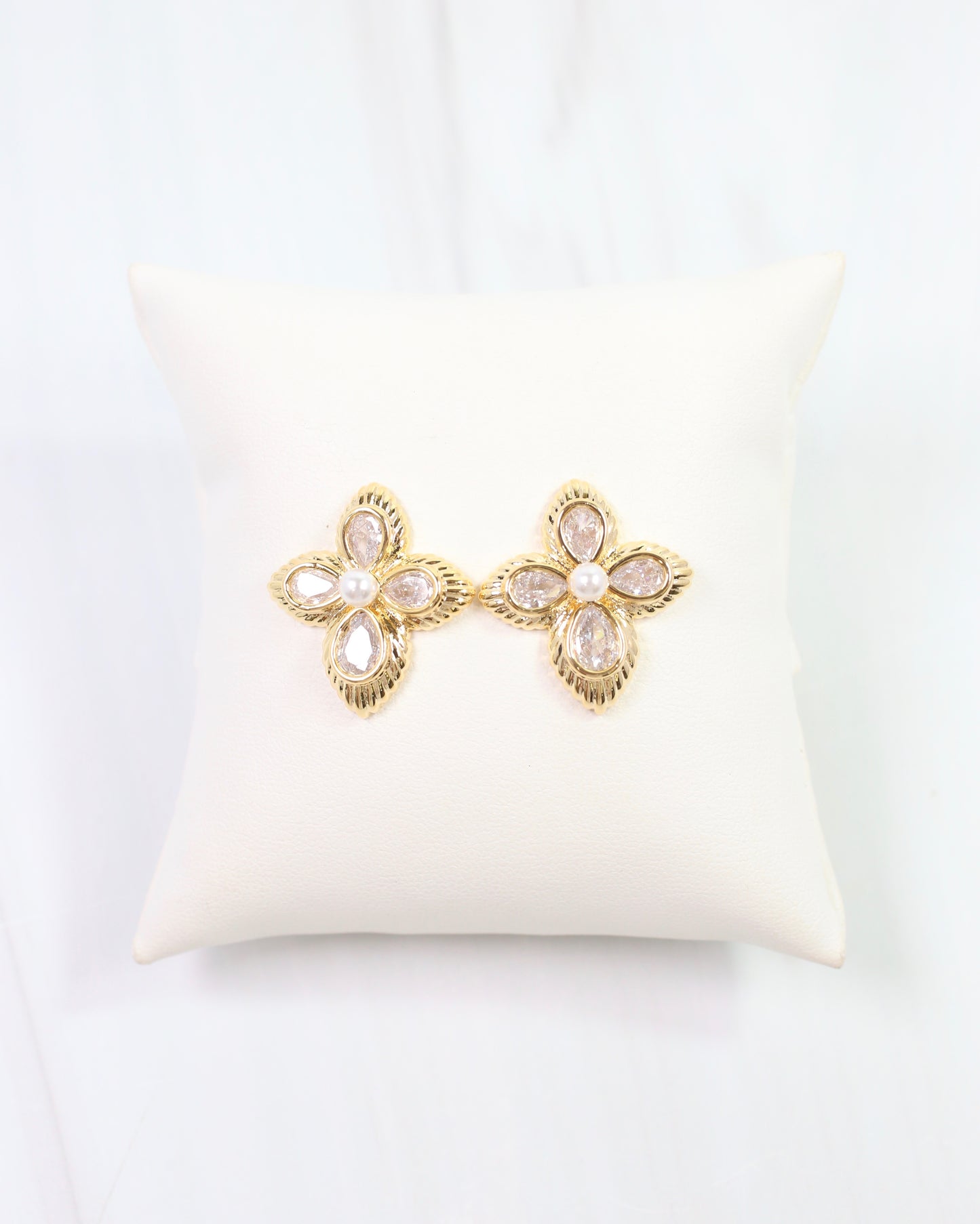 Sienna CZ Flower Earring Gold