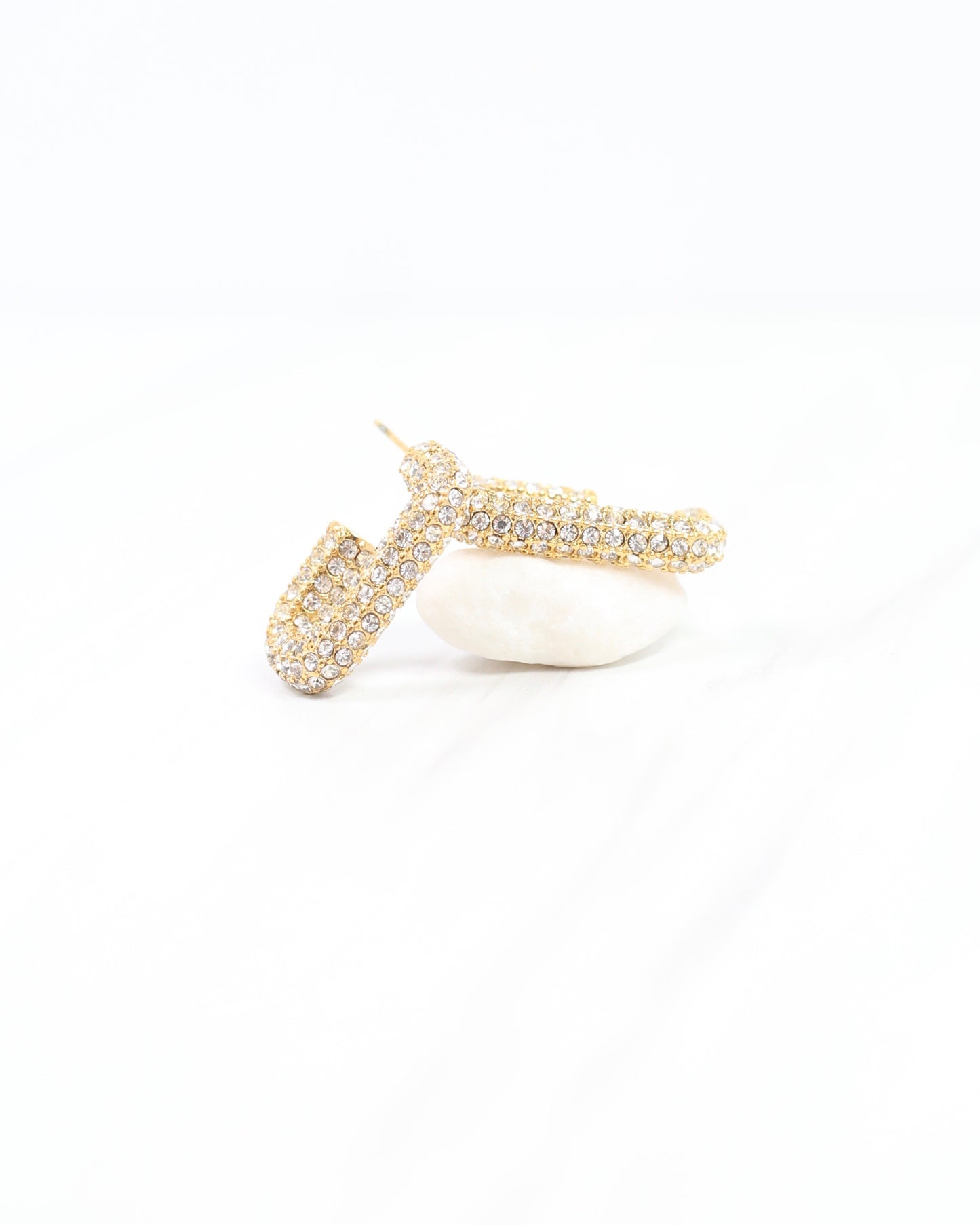 Cordova Pave CZ Hoop Earring Gold