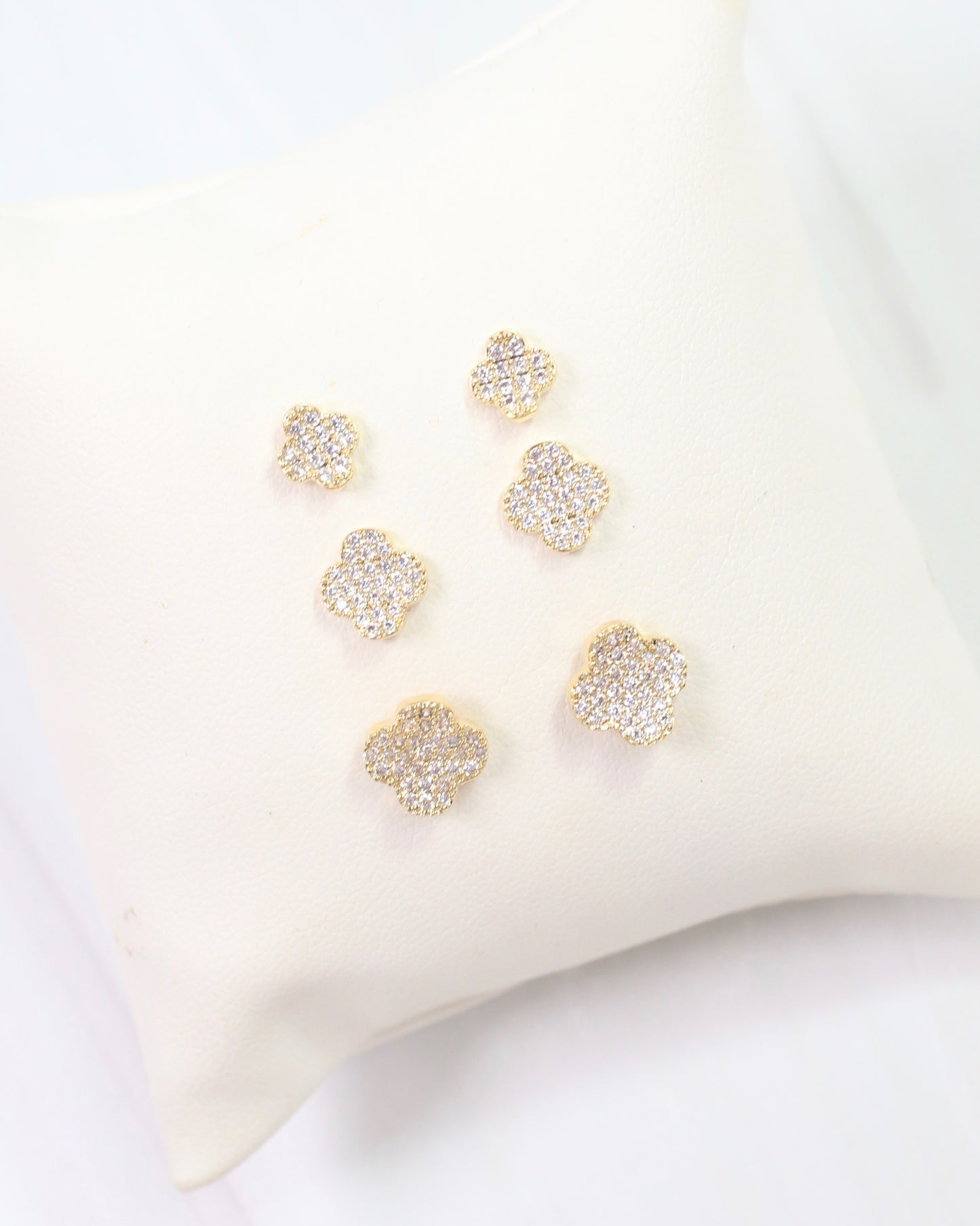 Chandler Crystal Clover Earring Set Gold