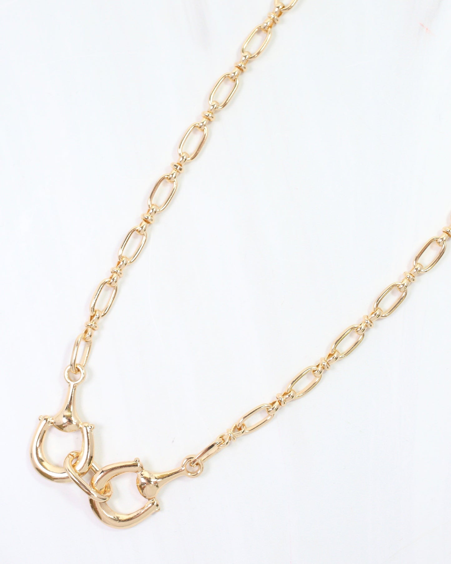 Declan Double Horsebit Necklace Gold