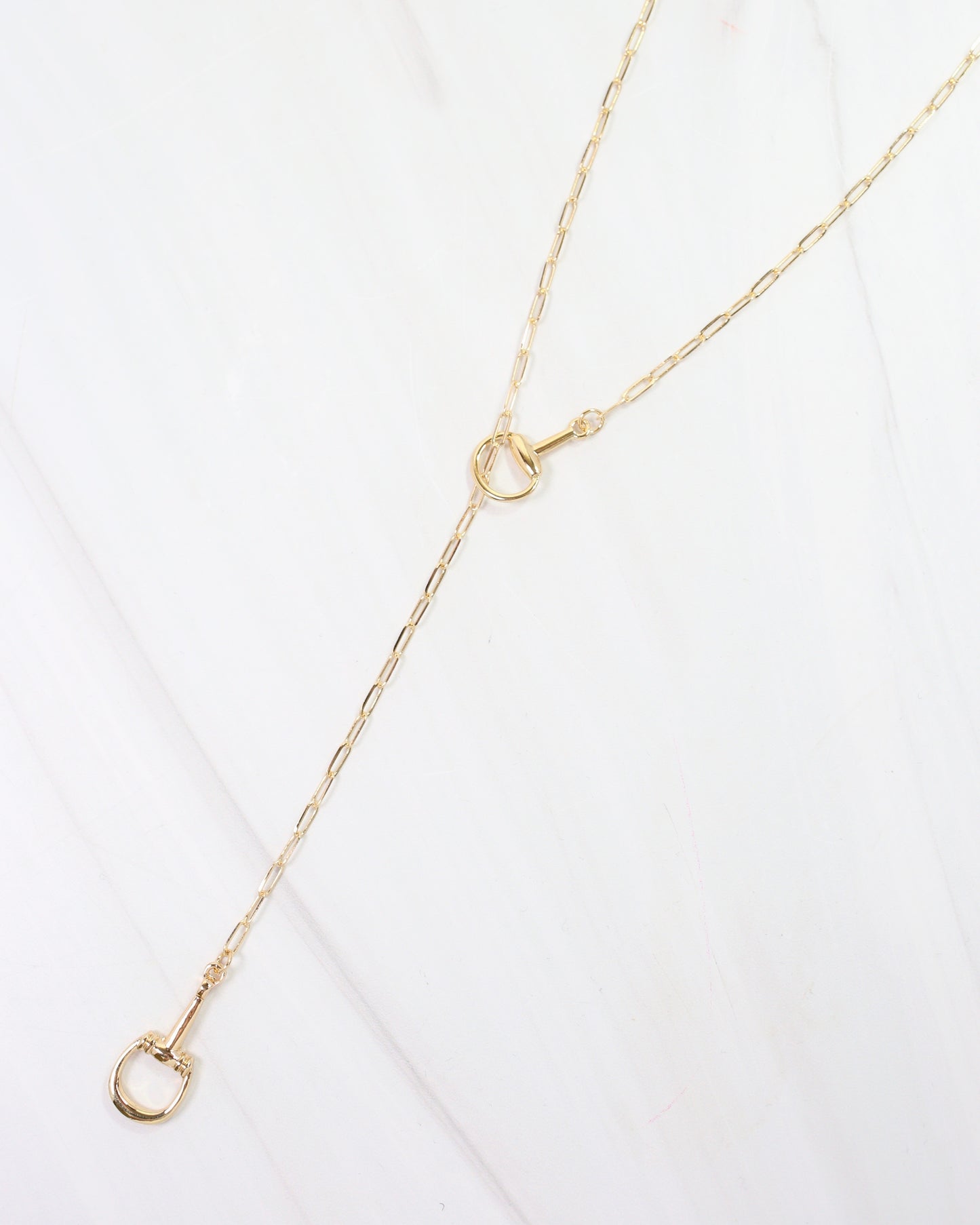 Haney Horsebit Y Necklace Gold
