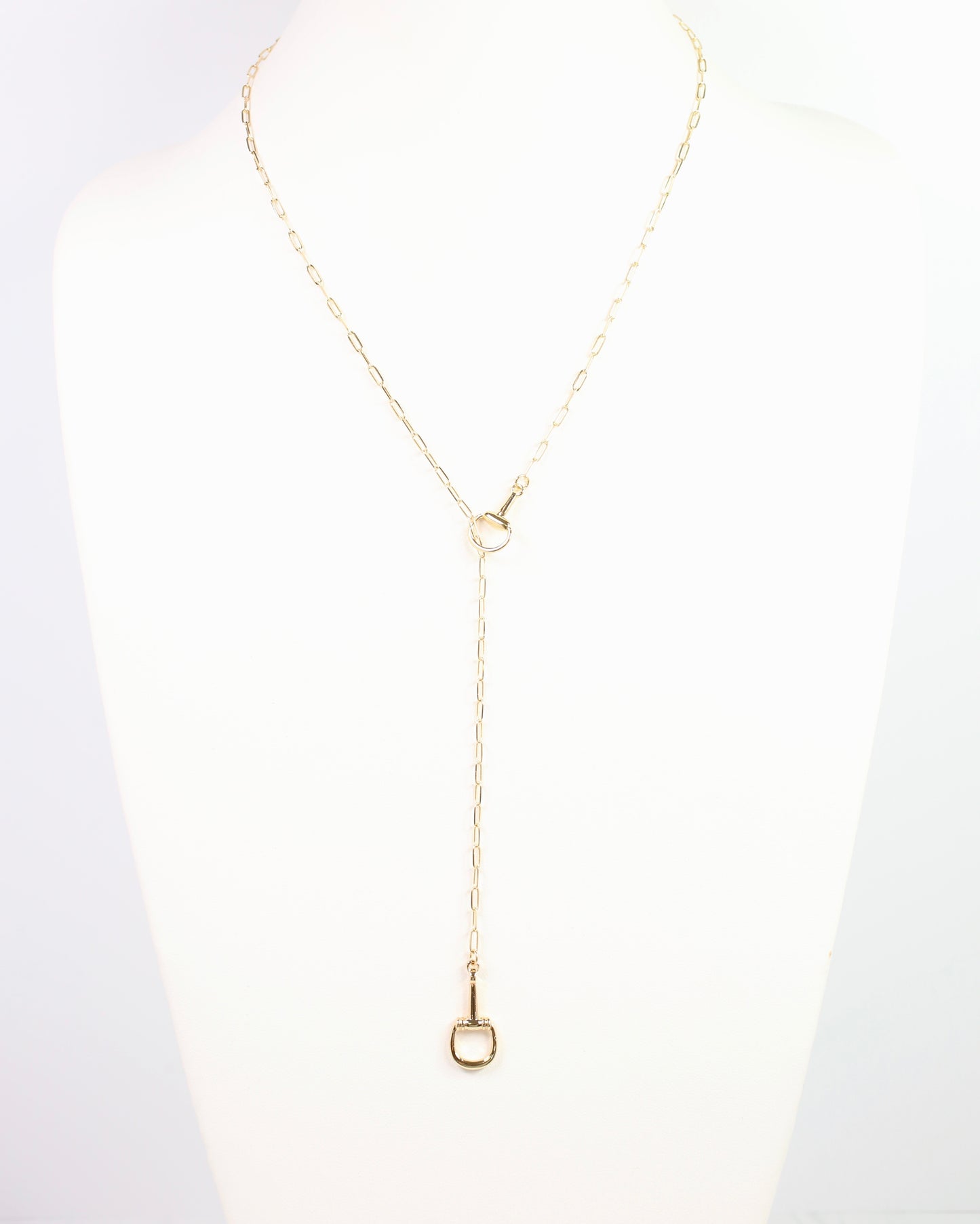 Haney Horsebit Y Necklace Gold