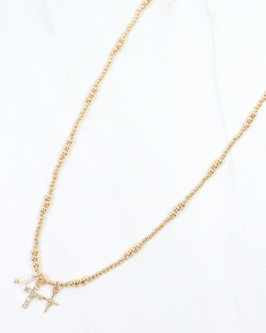 Saylor Cross Charm Necklace Gold