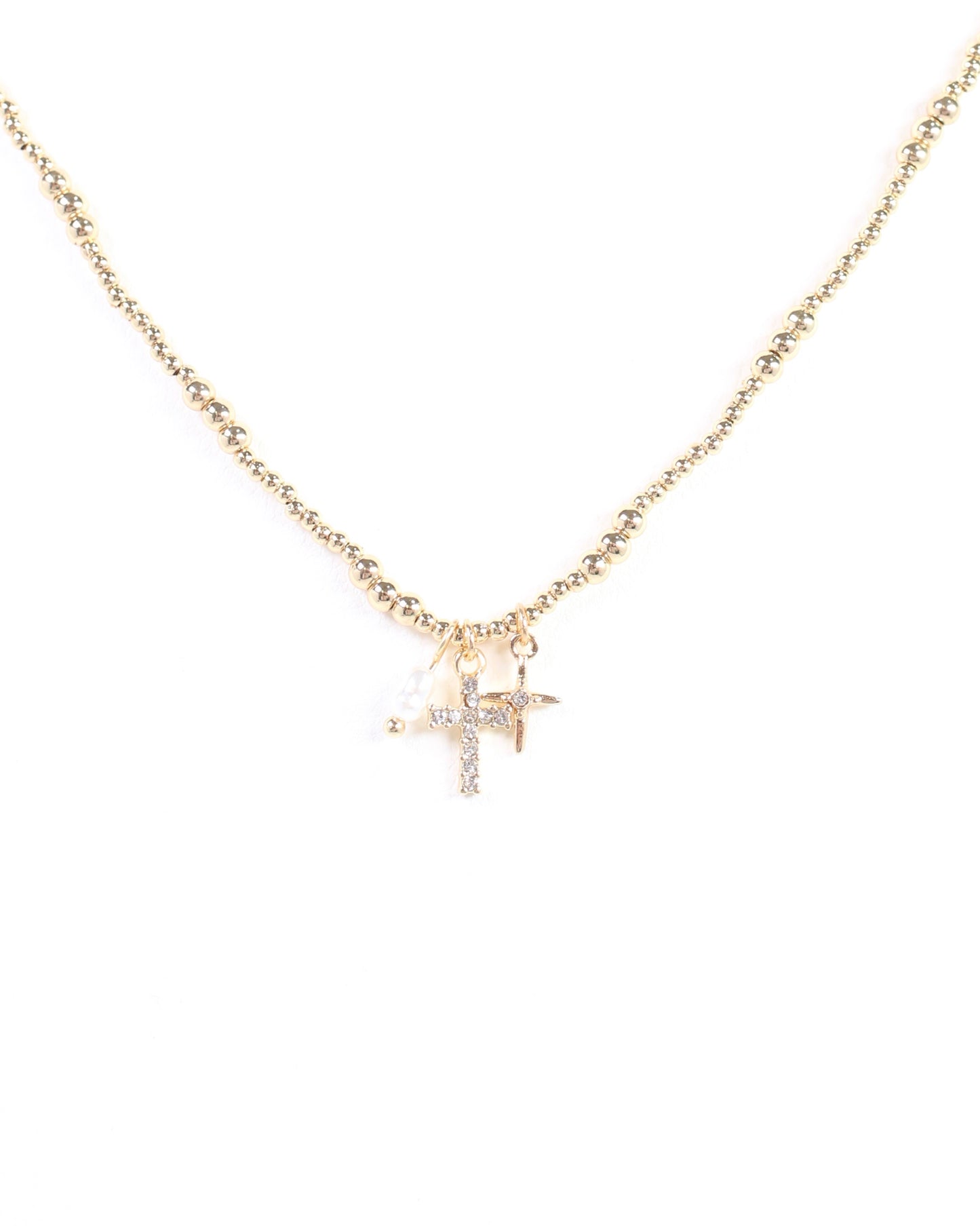 Saylor Cross Charm Necklace Gold