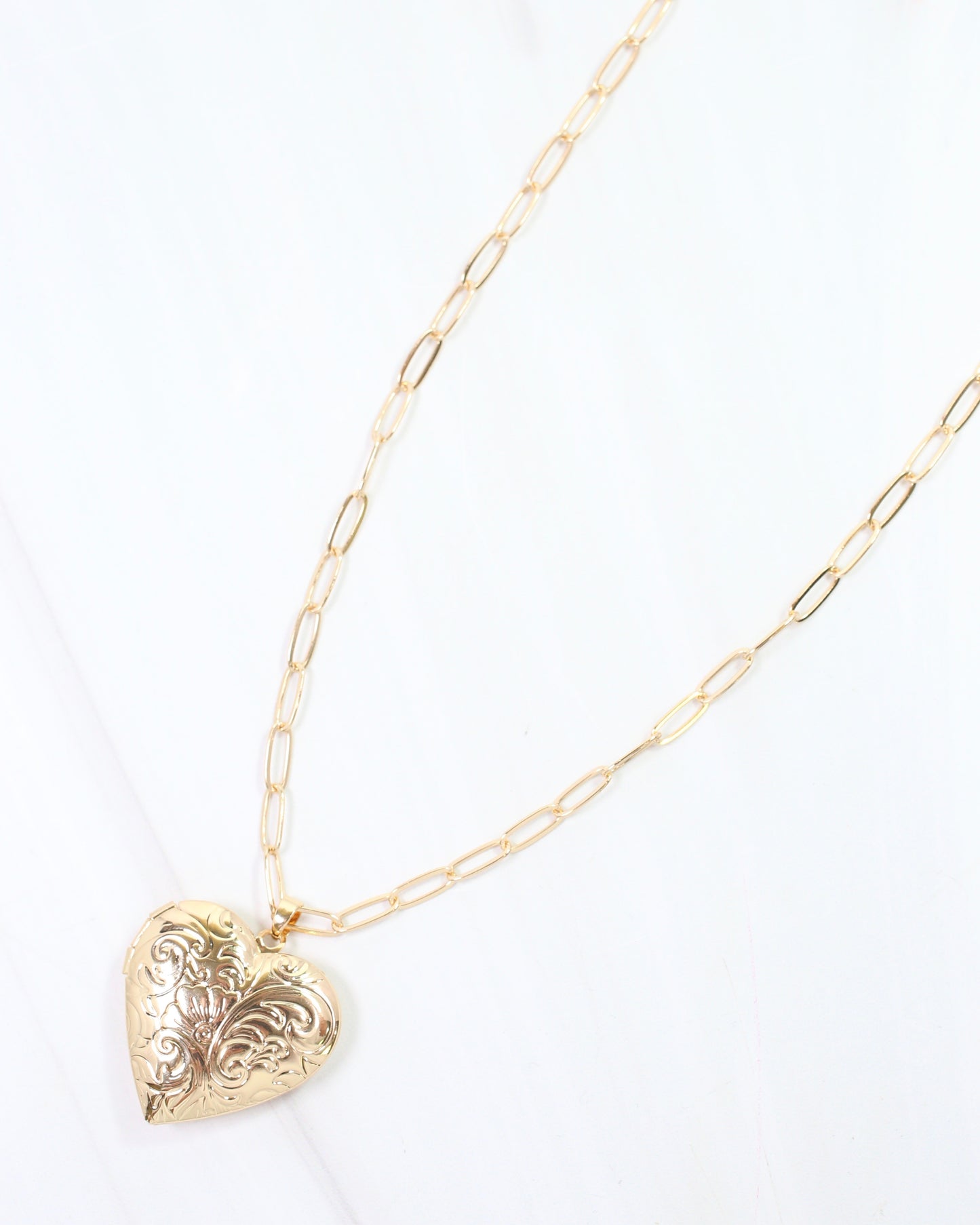 Savina Heart Locket Necklace Gold