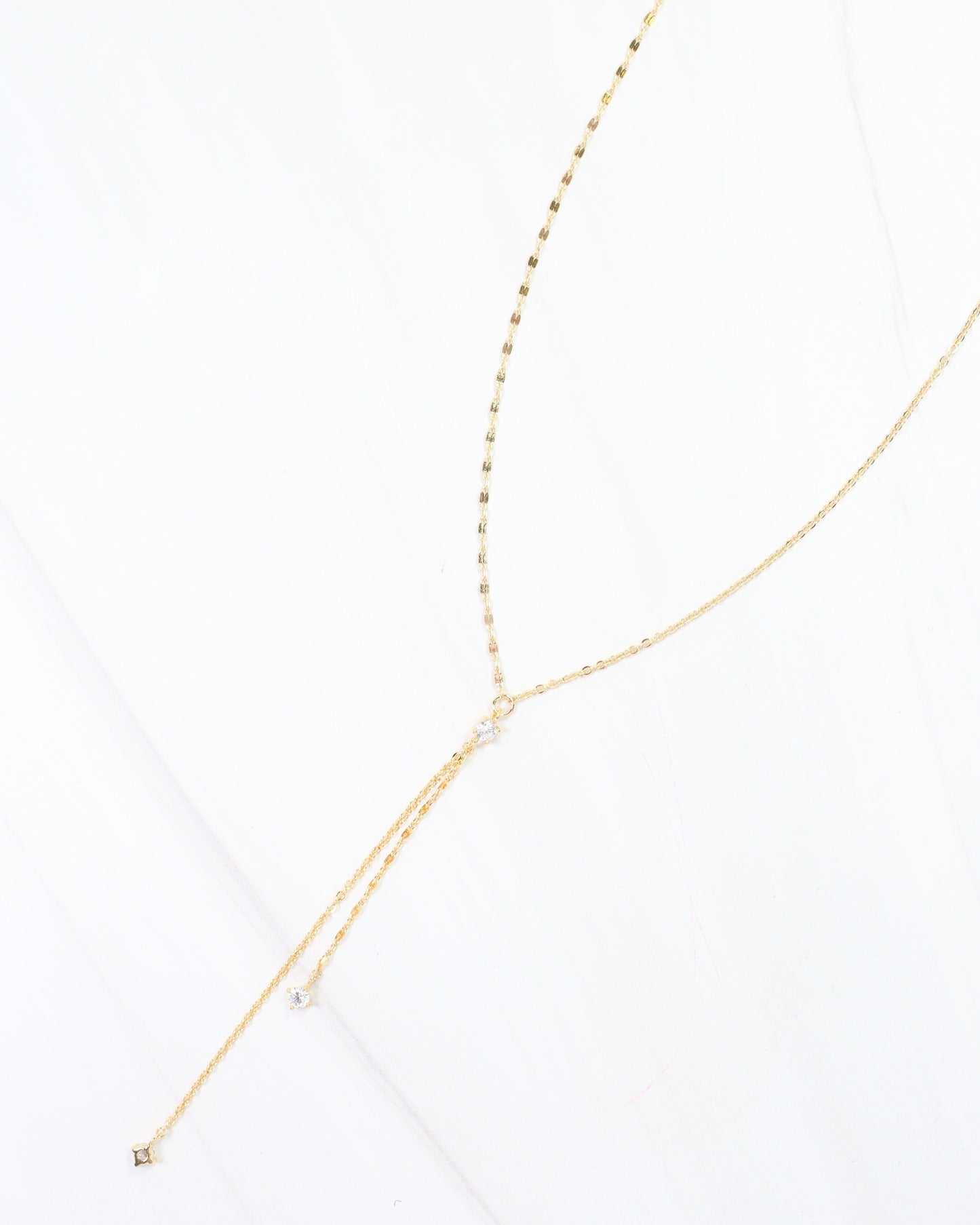 Catherine CZ Delicate Y Necklace Gold