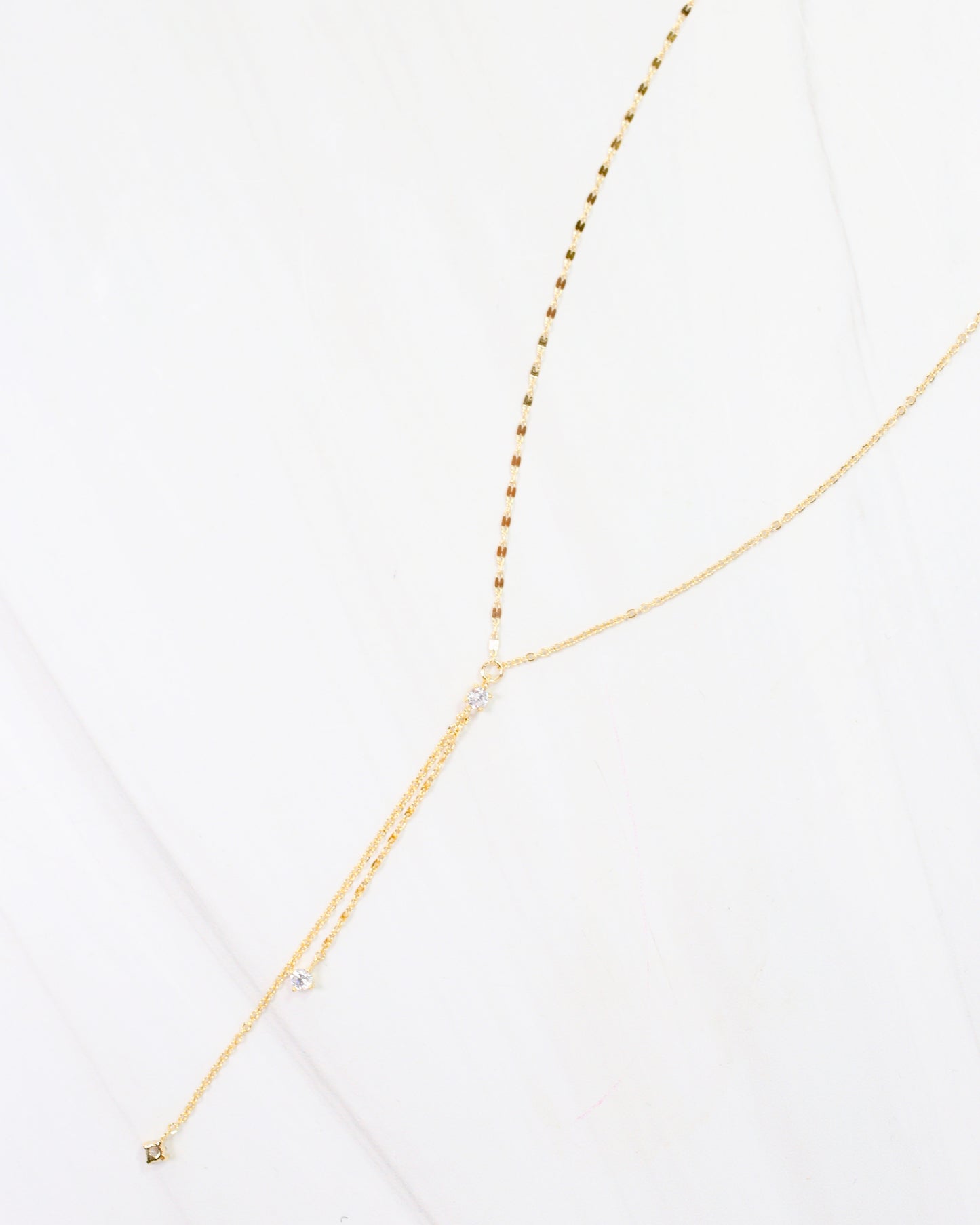Catherine CZ Delicate Y Necklace Gold