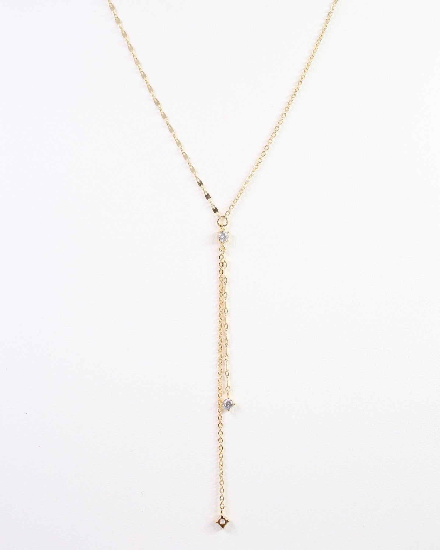 Catherine CZ Delicate Y Necklace Gold