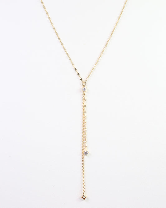 Catherine CZ Delicate Y Necklace Gold
