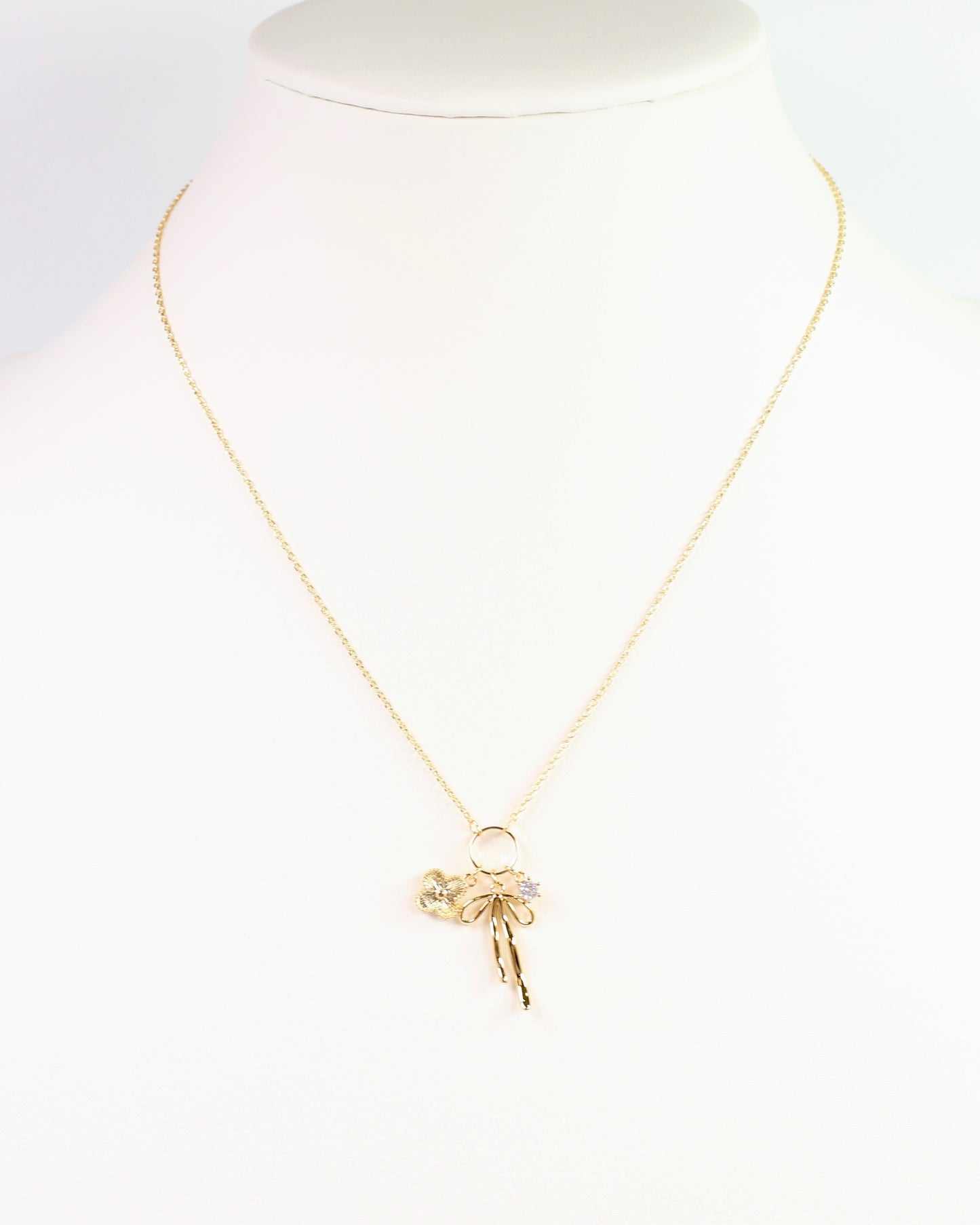 Brandon Bow Charm Necklace Gold