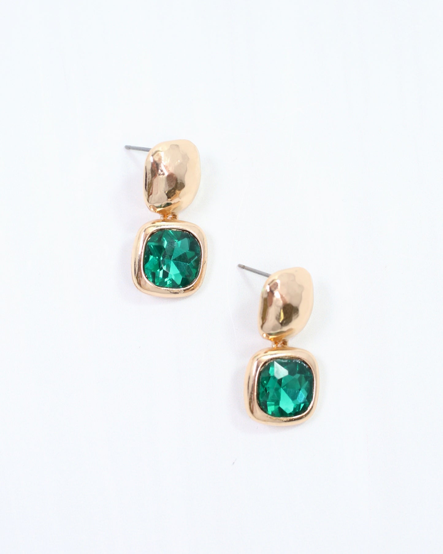 Hawthorne Hammered Crystal Drop Earring Green