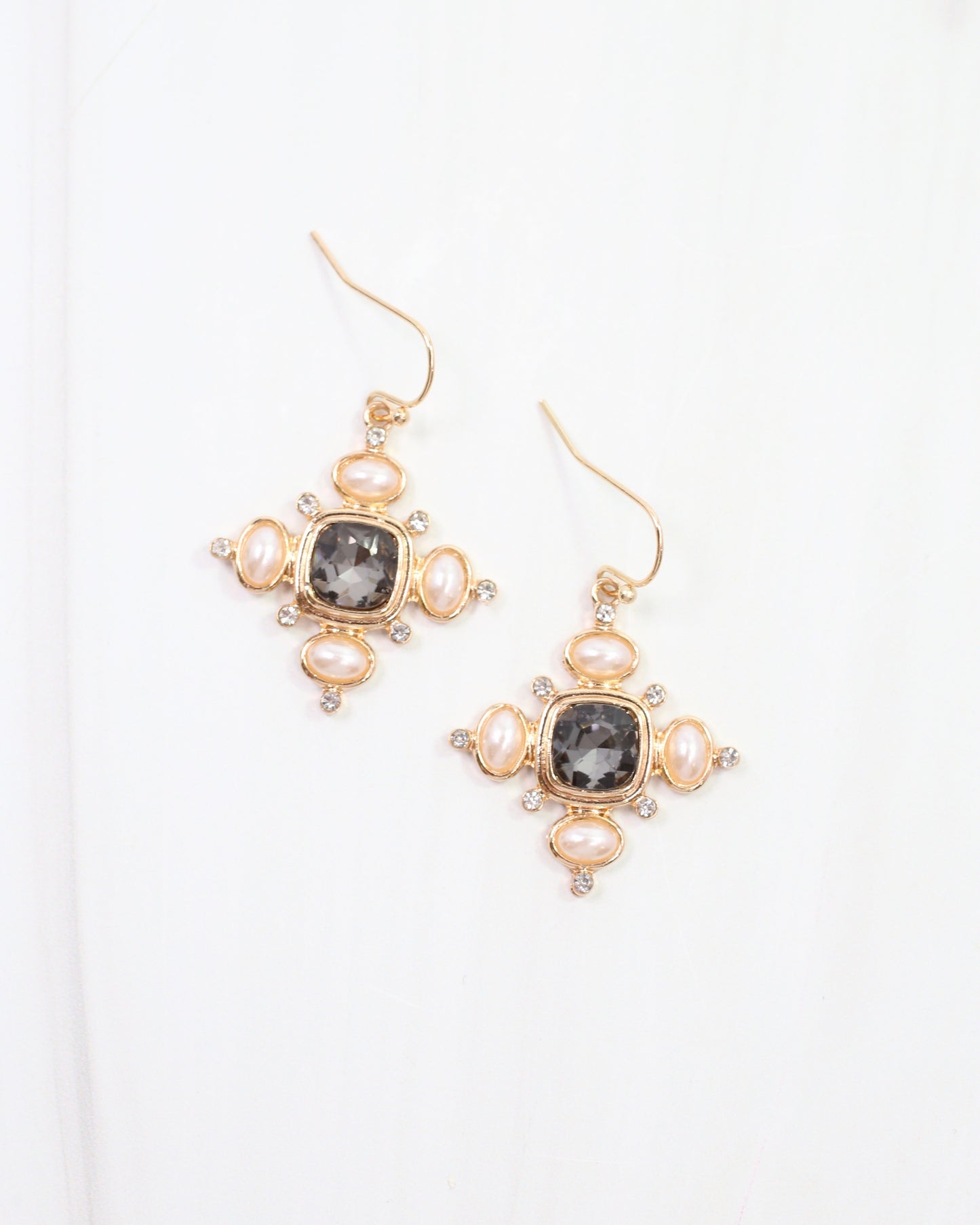 Conifer Crystal and Pearl Earring Black Diamond