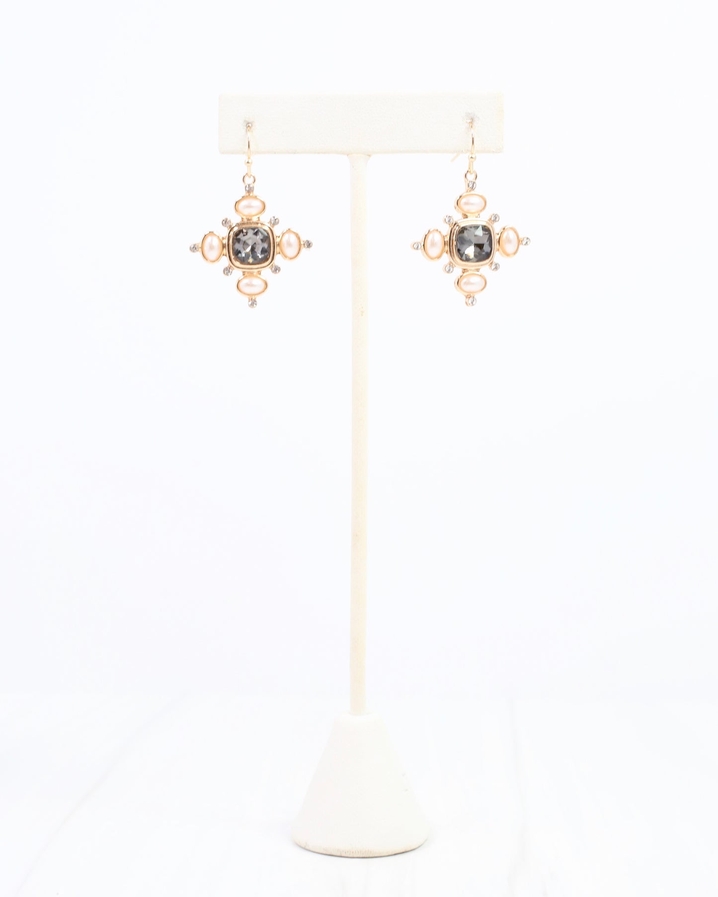 Conifer Crystal and Pearl Earring Black Diamond