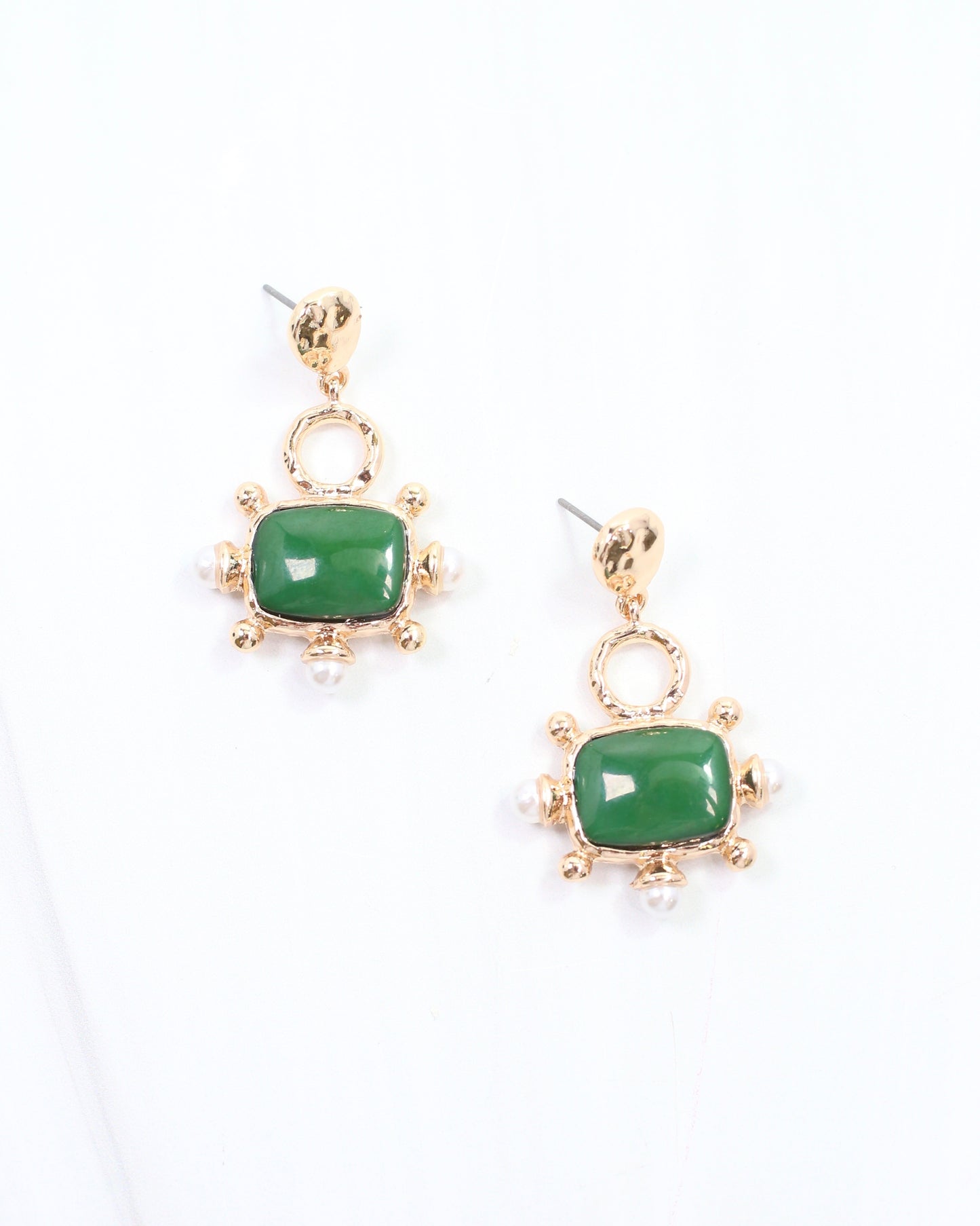 Buena Vista Stone and Pearl Drop Earring Green