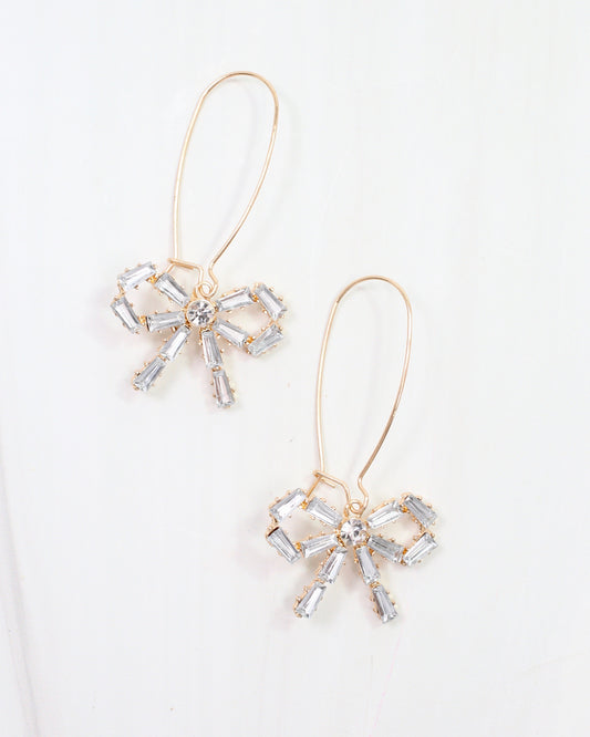 Fresno Crystal Bow Earring Gold