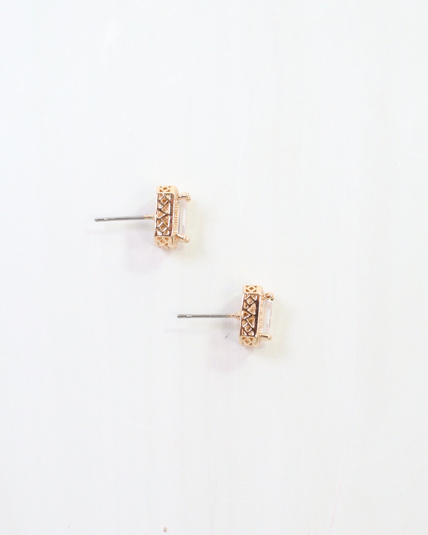 Effie Emeral Cut Crystal Stud Gold