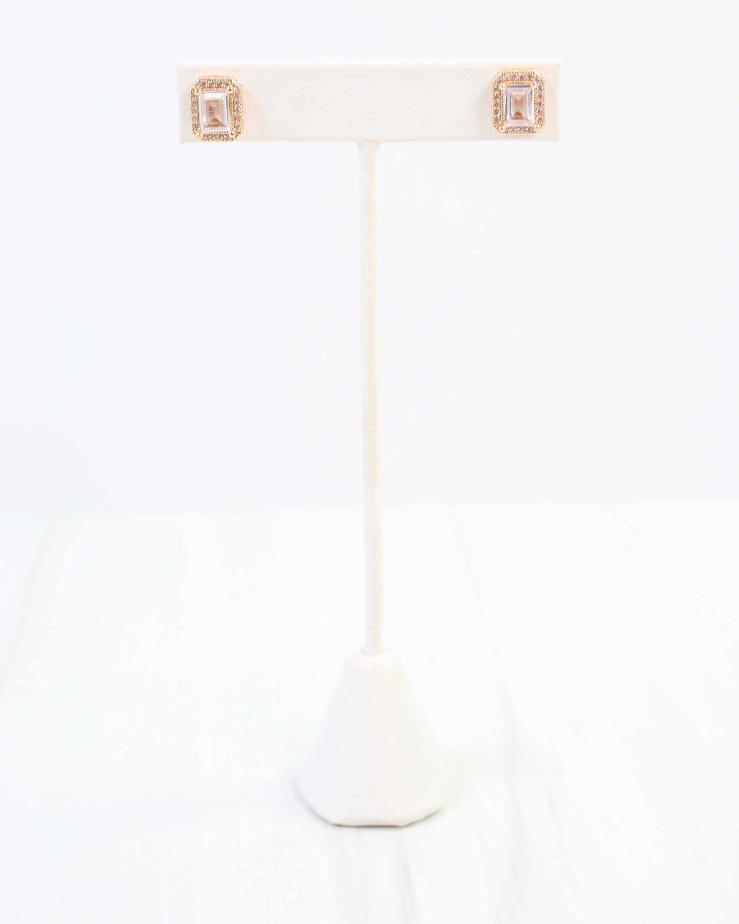 Effie Emeral Cut Crystal Stud Gold