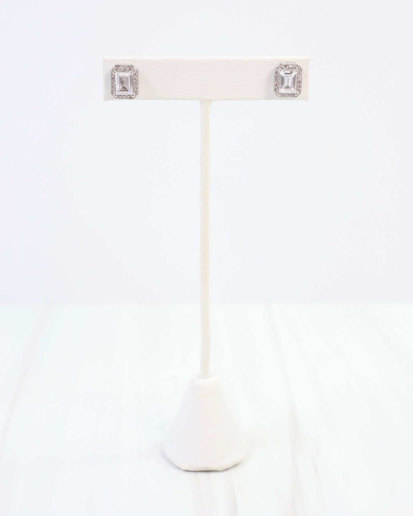 Effie Emeral Cut Crystal Stud Silver