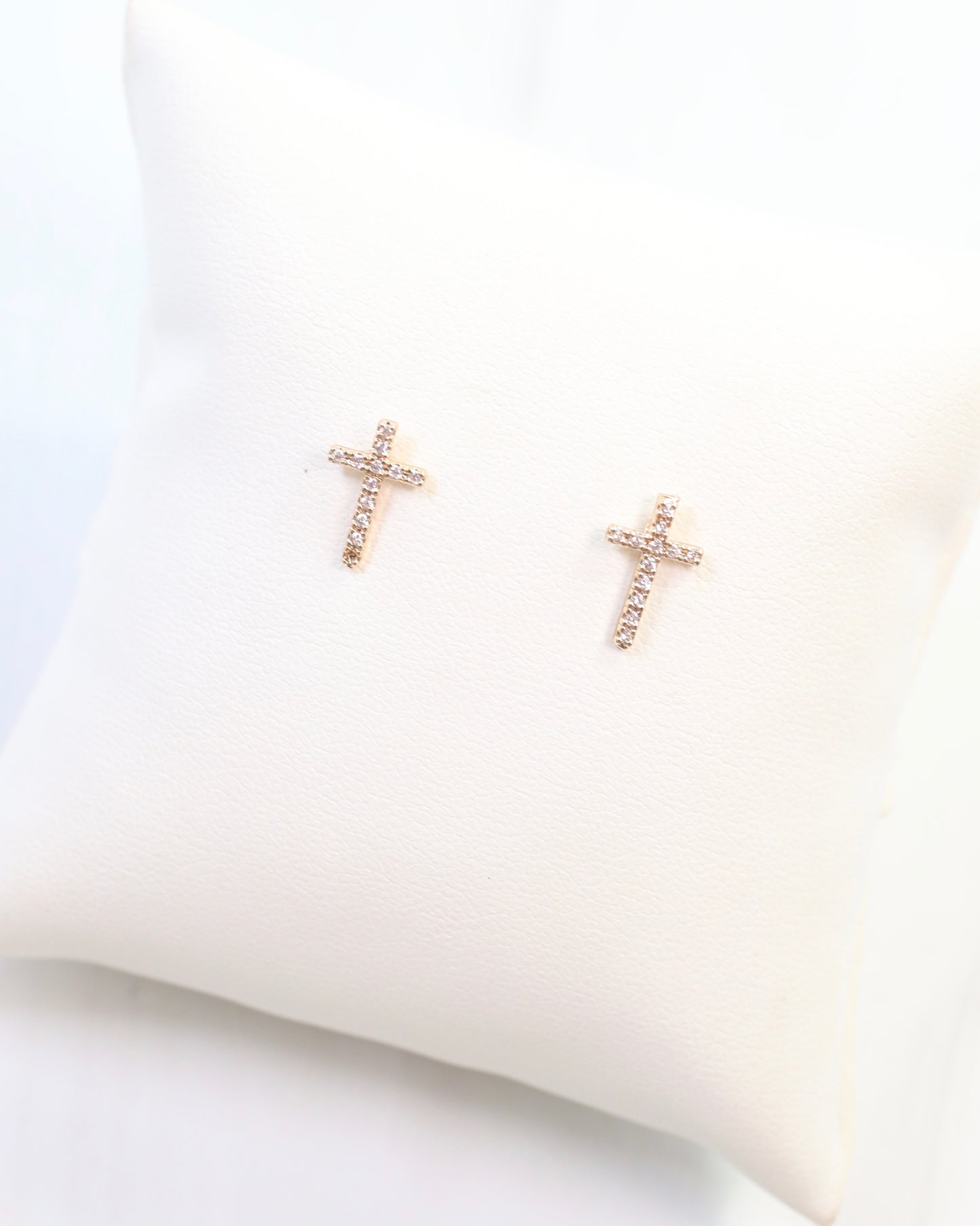 Colorado Cross and Crystal Stud Earring Gold