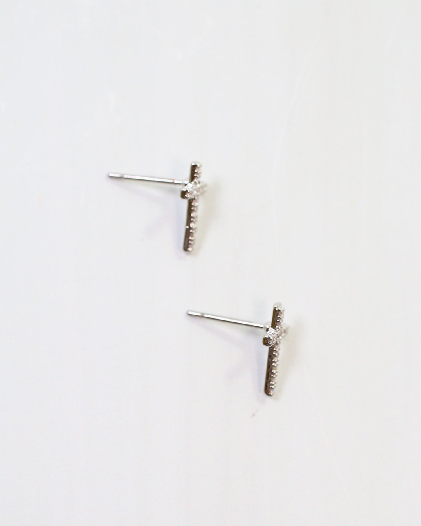 Colorado Cross and Crystal Stud Earring Silver